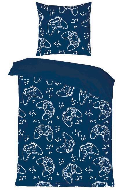 Lenjerie de pat pentru tineret Gaming, cca. 140x200/50x70 cm - albastru, textil (140/200cm) - Modern Living
