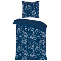 Lenjerie de pat pentru tineret Gaming, cca. 140x200/50x70 cm - albastru, textil (140/200cm) - Modern Living