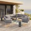 Dining-Loungeset Elisa Hellgr. Outdoorstoff/Metall +Abdeckung - Dunkelgrau/Hellgrau, MODERN, Kunststoff/Textil (238/74/75cm) - Bessagi Garden
