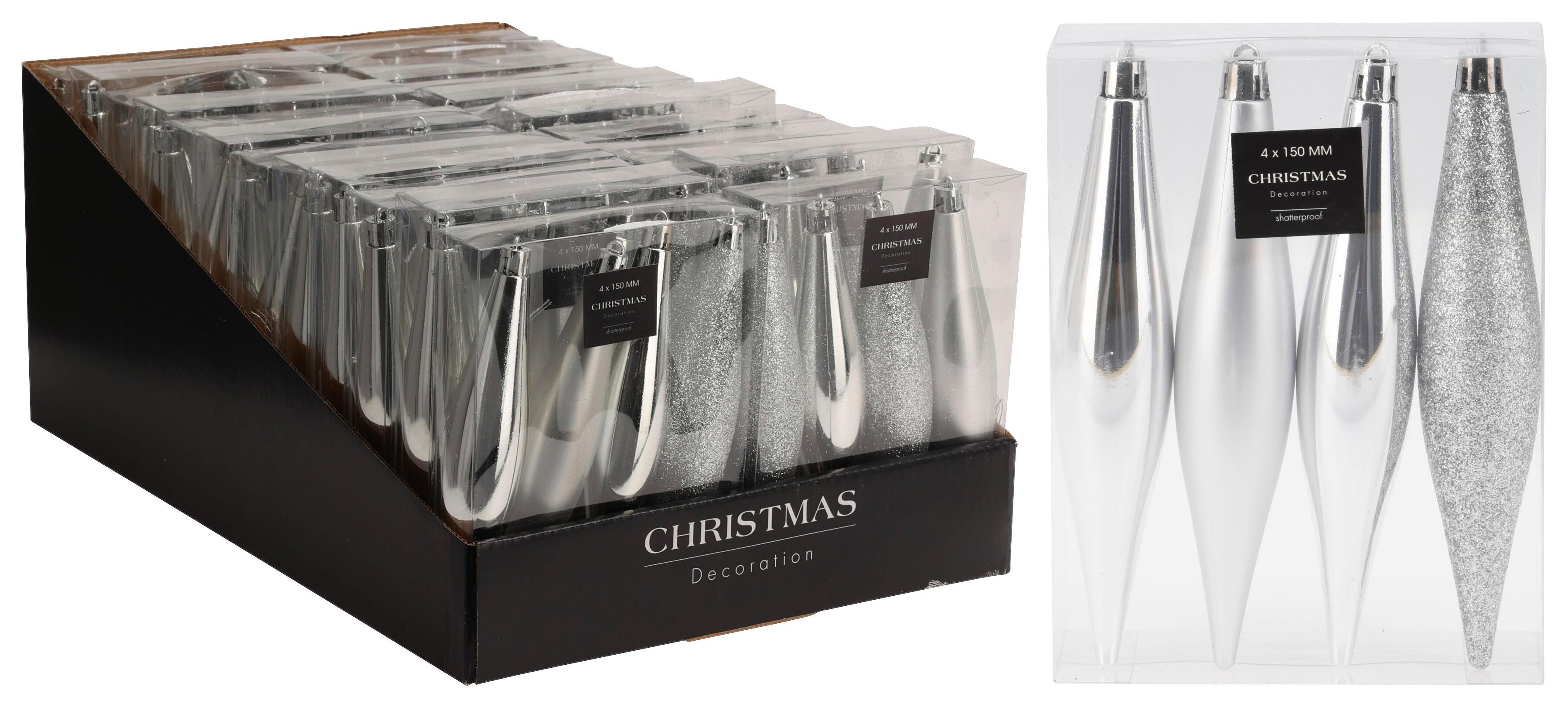 Christbaumhänger ICICLE - couleur argentée, matière synthétique (2,9/14,8/11,2cm)