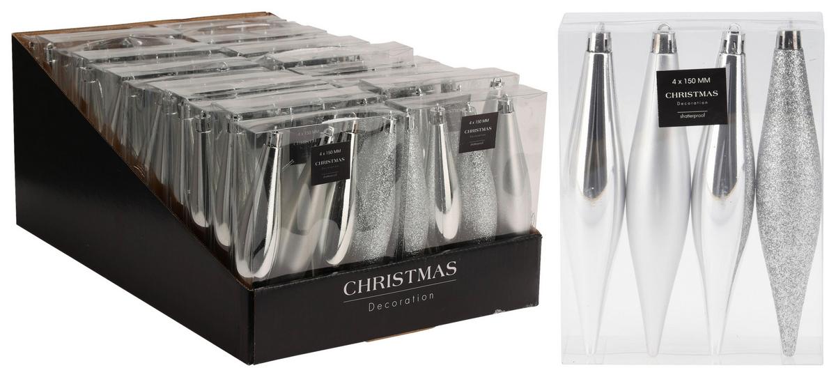 Christbaumhänger ICICLE - Silberfarben, Kunststoff (2,9/14,8/11,2cm)