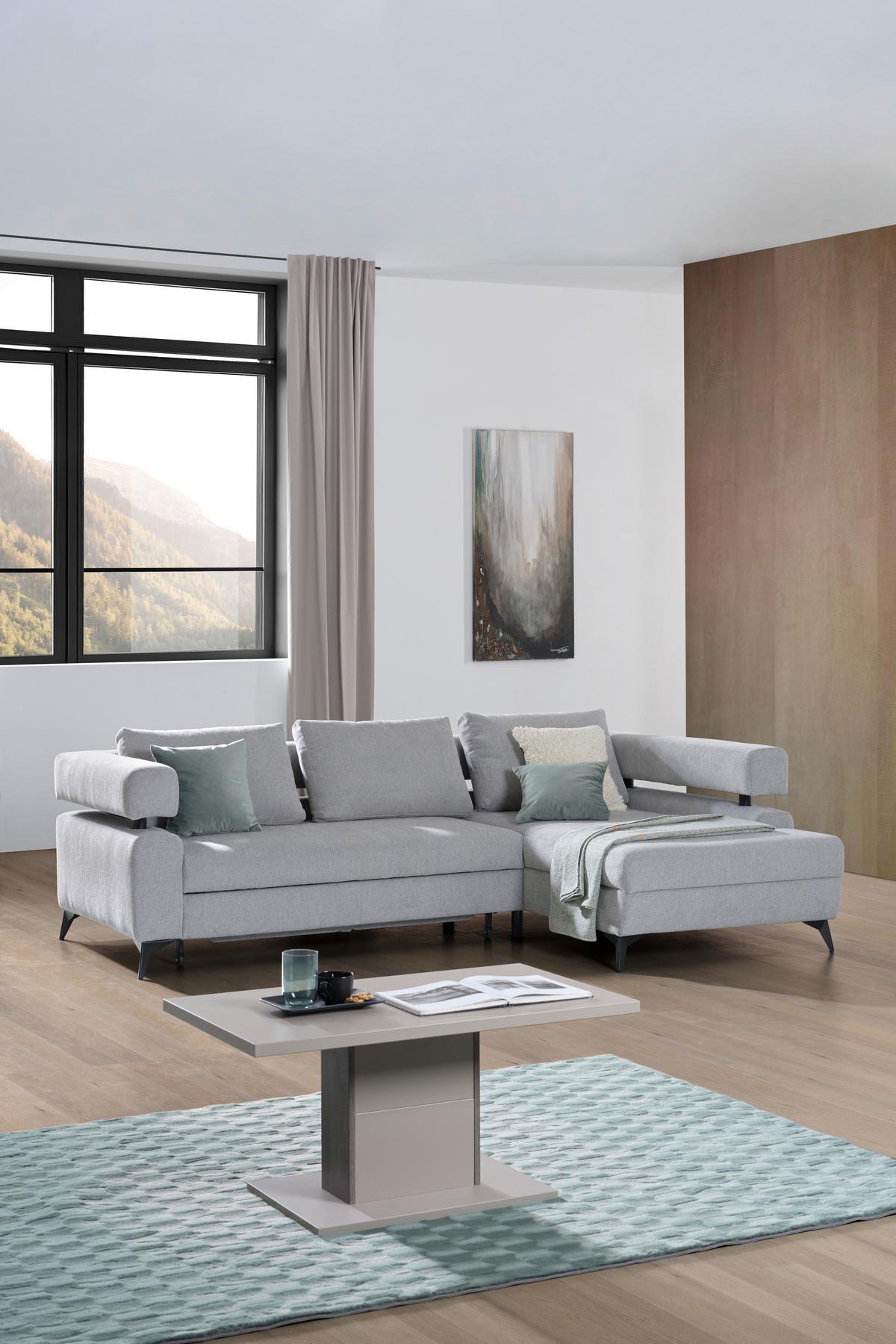 Kutna Garnitura Rosalie - svijetlo siva/crna, Konvencionalno, tekstil/metal (265/184cm) - Modern Living