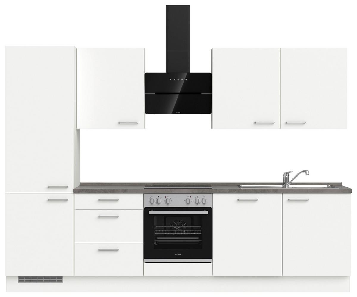 Küchenleerblock Touch High o. Geräte Weiß - Edelstahlfarben/Weiß, MODERN, Holzwerkstoff/Metall (300cm) - Nobilia