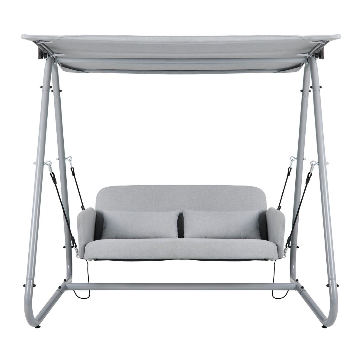 Hollywoodschaukel Ilva Blu Grau Outdoorstoff/Metall - Hellgrau, MODERN, Textil/Metall (178/175/142cm) - Bessagi Garden