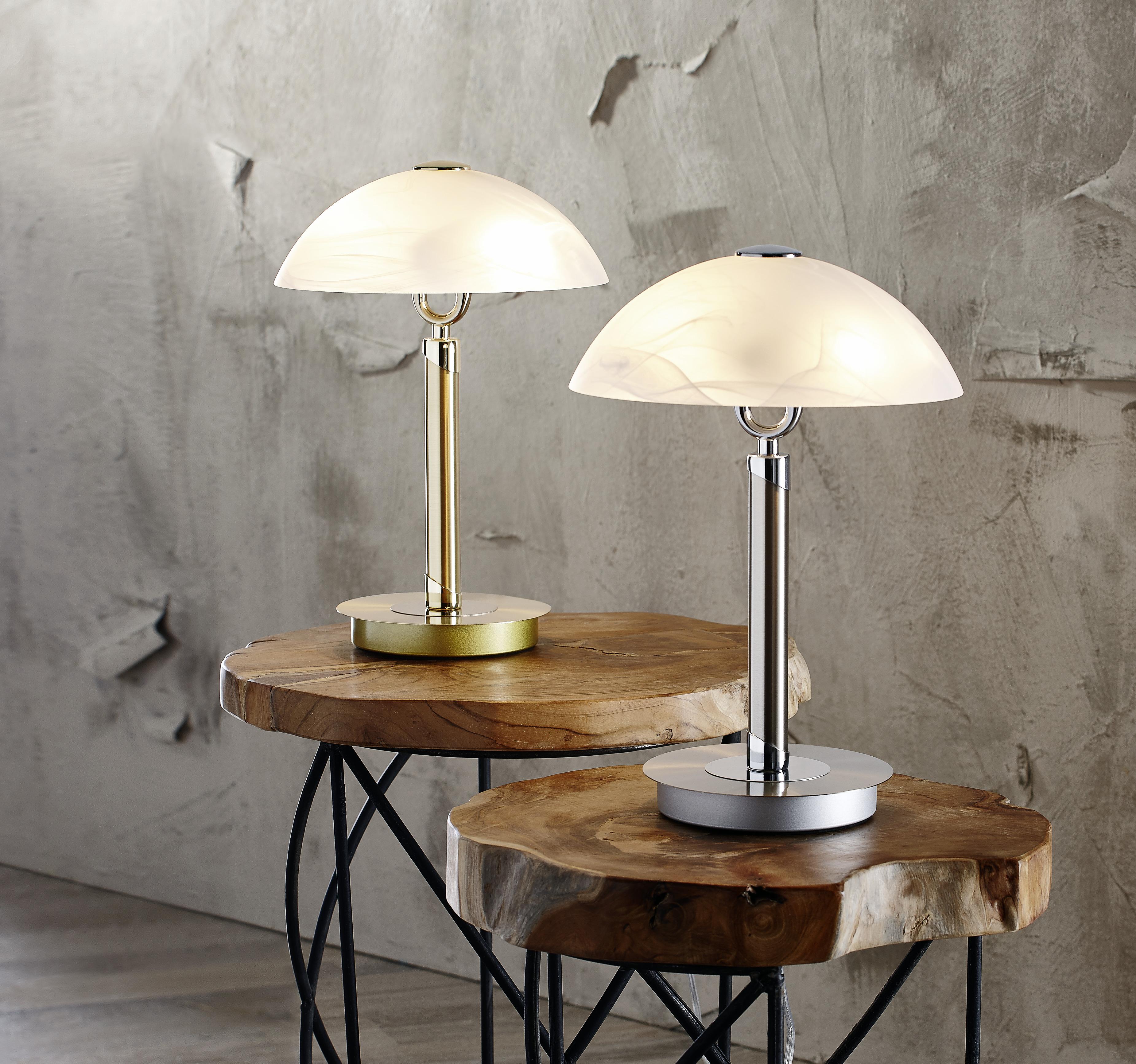 LAMPA STOŁOWA CAMBRIDGE *SBN* - kolor niklowy/kolor chromowy, Design, metal/szkło (25,5/37cm) - Novel