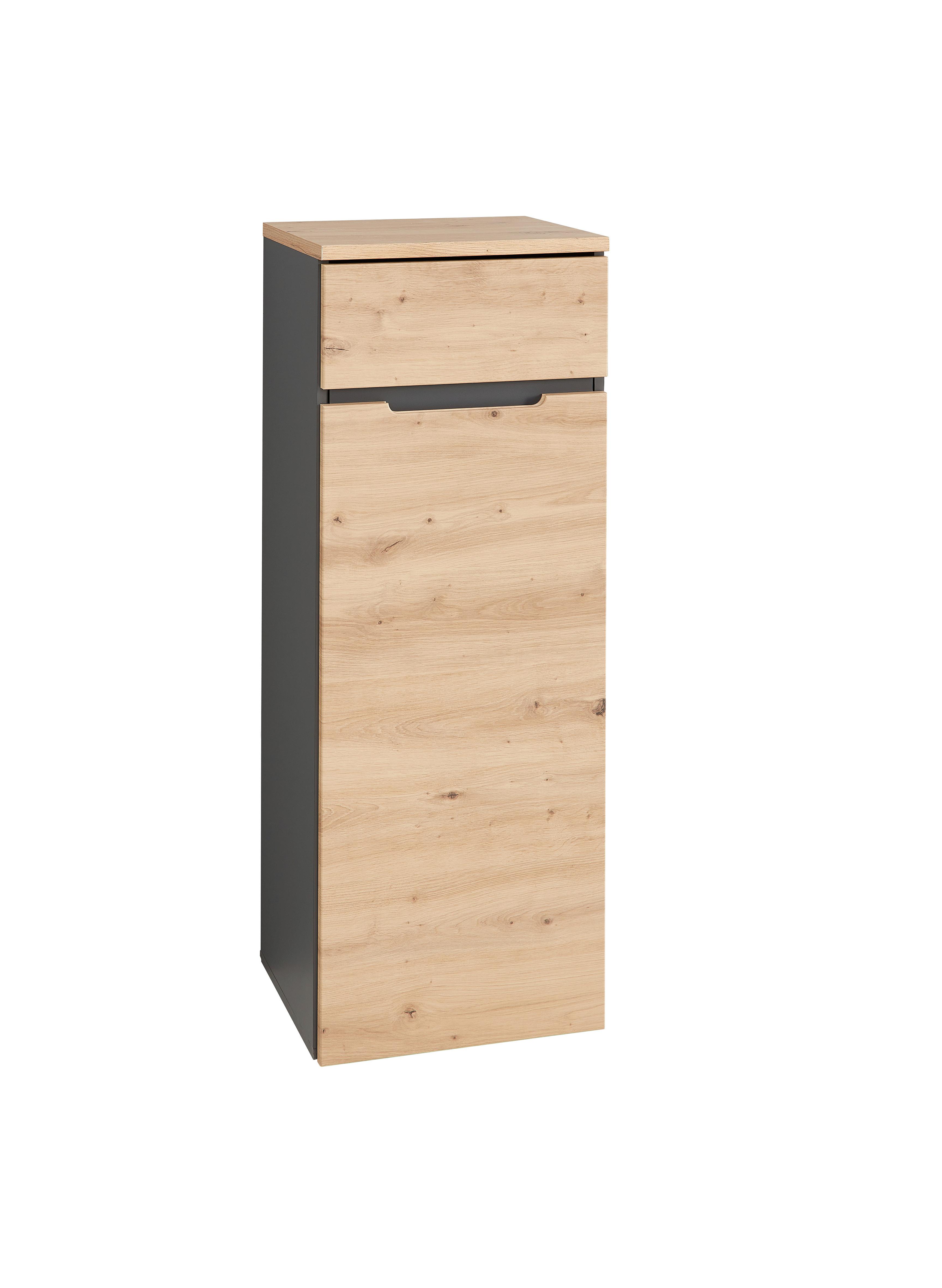 Kommode In Eiche Artisan/graphitfarben - Graphitfarben/Eiche Artisan, Modern, Holzwerkstoff/Kunststoff (45/122/38cm) - Premium Living