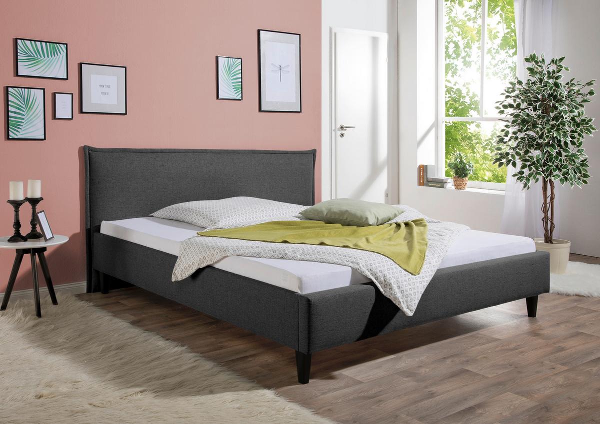 Polsterbett Rosewell Anthrazit ca. 160x200 cm - Anthrazit/Schwarz, MODERN, Holz/Textil (160/200cm) - Livetastic