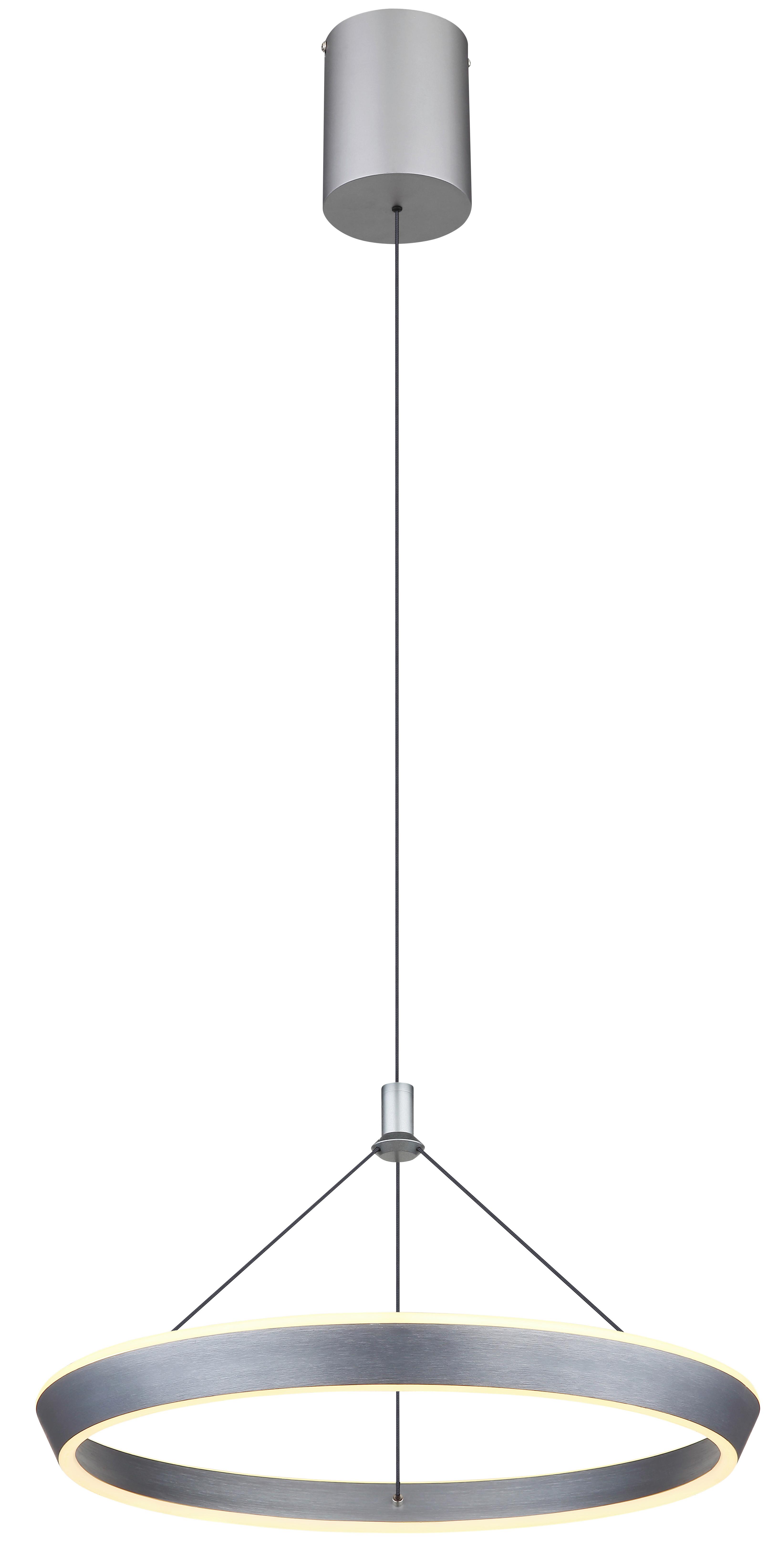 LED-Hängeleuchte Ferra Grau/Opal/Titan max. 40 Watt - Titanfarben/Opal, Design, Kunststoff/Metall (50/200cm) - Globo