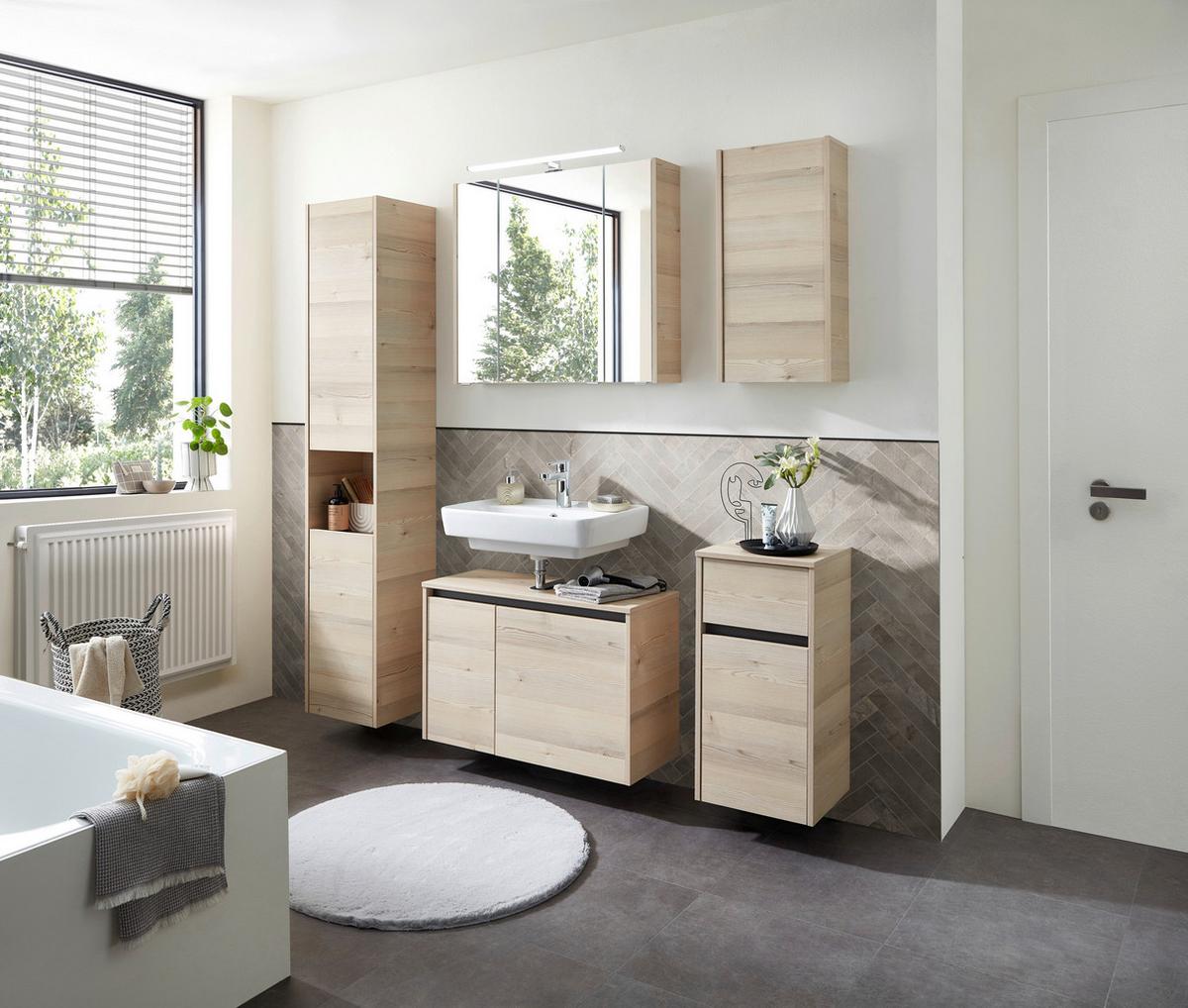 SZAFKA WISZĄCA XORA 393 - kolor piniowy, Konventionell, materiał drewnopochodny/szkło (35/70/20,5cm) - Xora