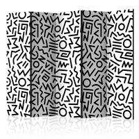 Paravan Black And White Maze I, 5-Delni, Dvostranski - črna/bela, Basics, tekstil/les (225/172/3cm) - artgeist