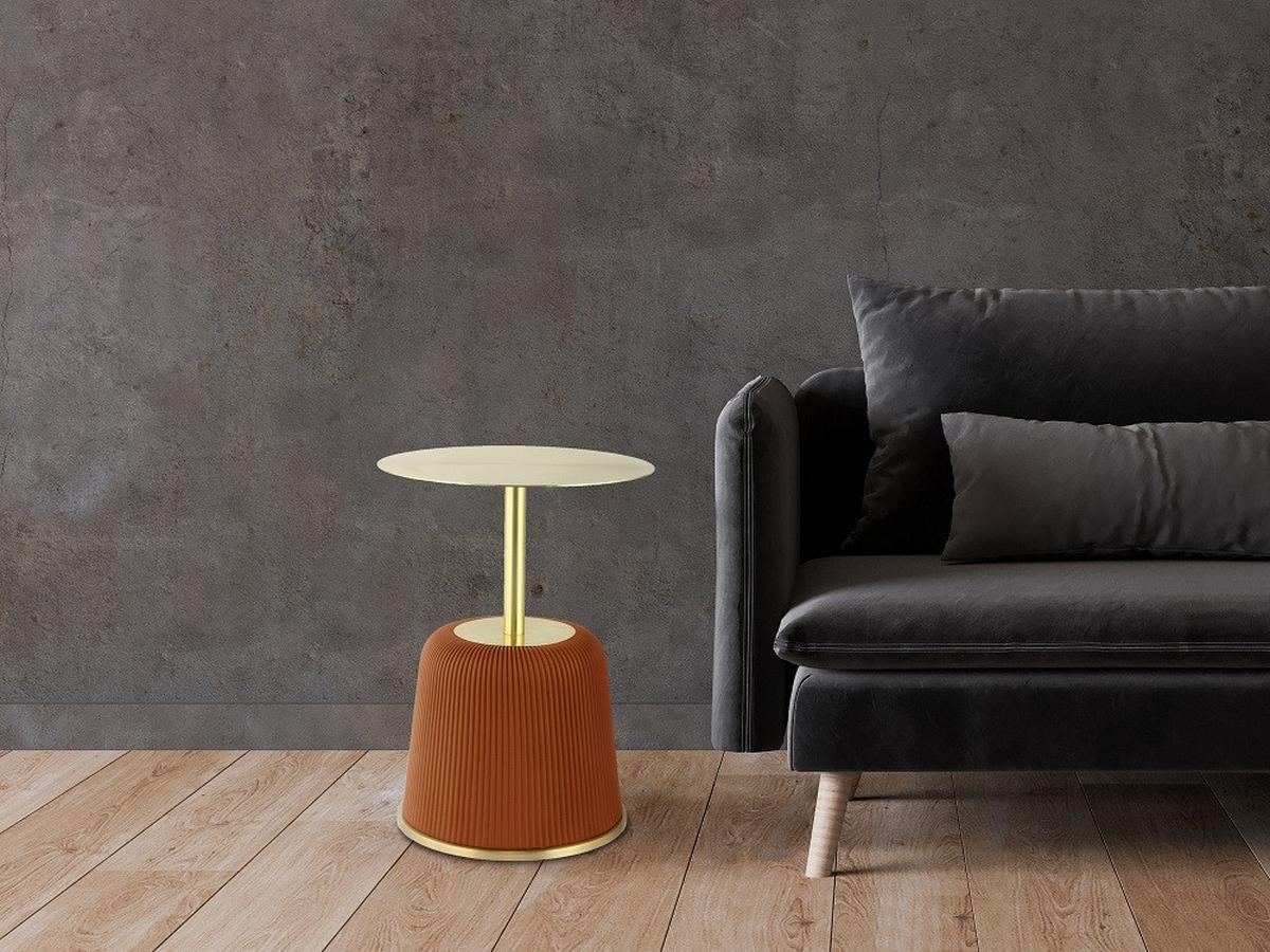 BEISTELLTISCH JOKAI 325 COGNAC - Cognac/Goldfarben, Design, Holzwerkstoff/Textil (40/55cm) - Kayoom