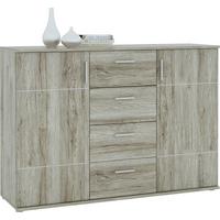 Komoda Jonas - siva/boje hrasta, Moderno, drvni materijal/plastika (131,7/92,2/38,5cm) - Modern Living