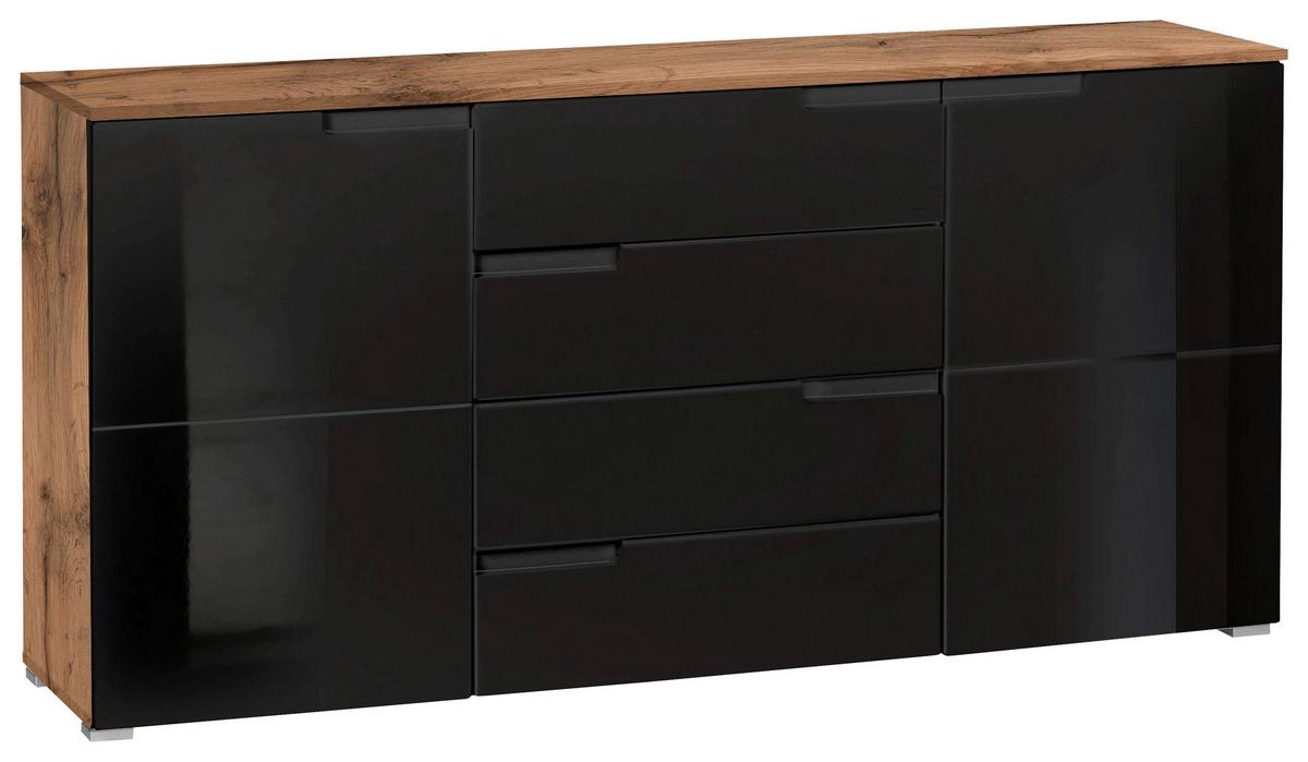 Komód Fekete-tölgy Szín Moon - tölgyfa színű/fekete, Modern, faalapú anyag (165/80/40cm)