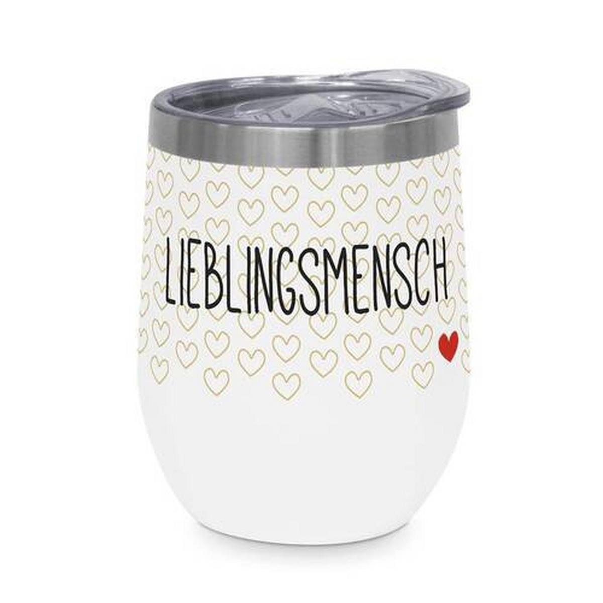 Thermobecher Lieblingsmensch aus Edelstahl - Multicolor, Modern, Metall (9/11,5cm)