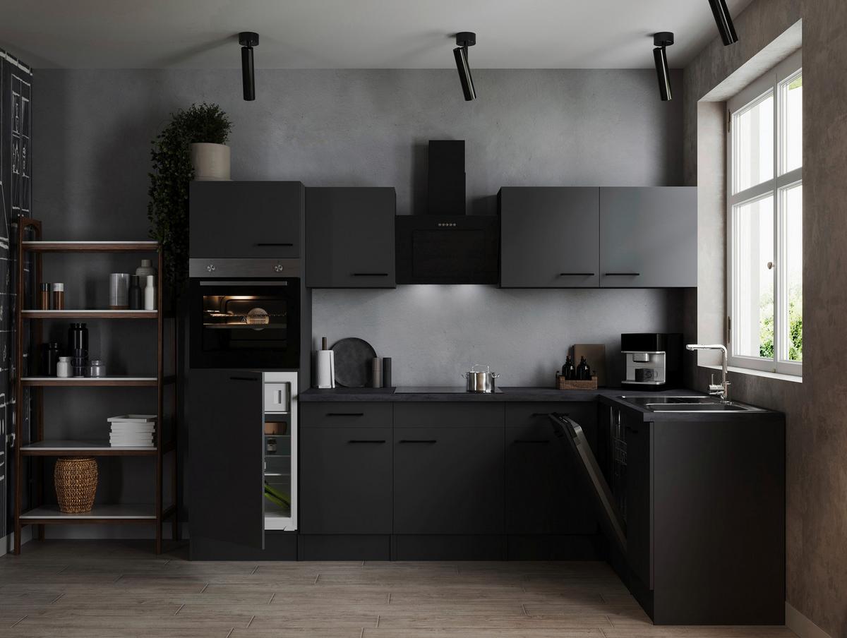 Kotna Kuhinja Z Aparati Oliver, 280x172cm - temno siva/črna, Design, kovina/leseni material (280/172cm) - Respekta