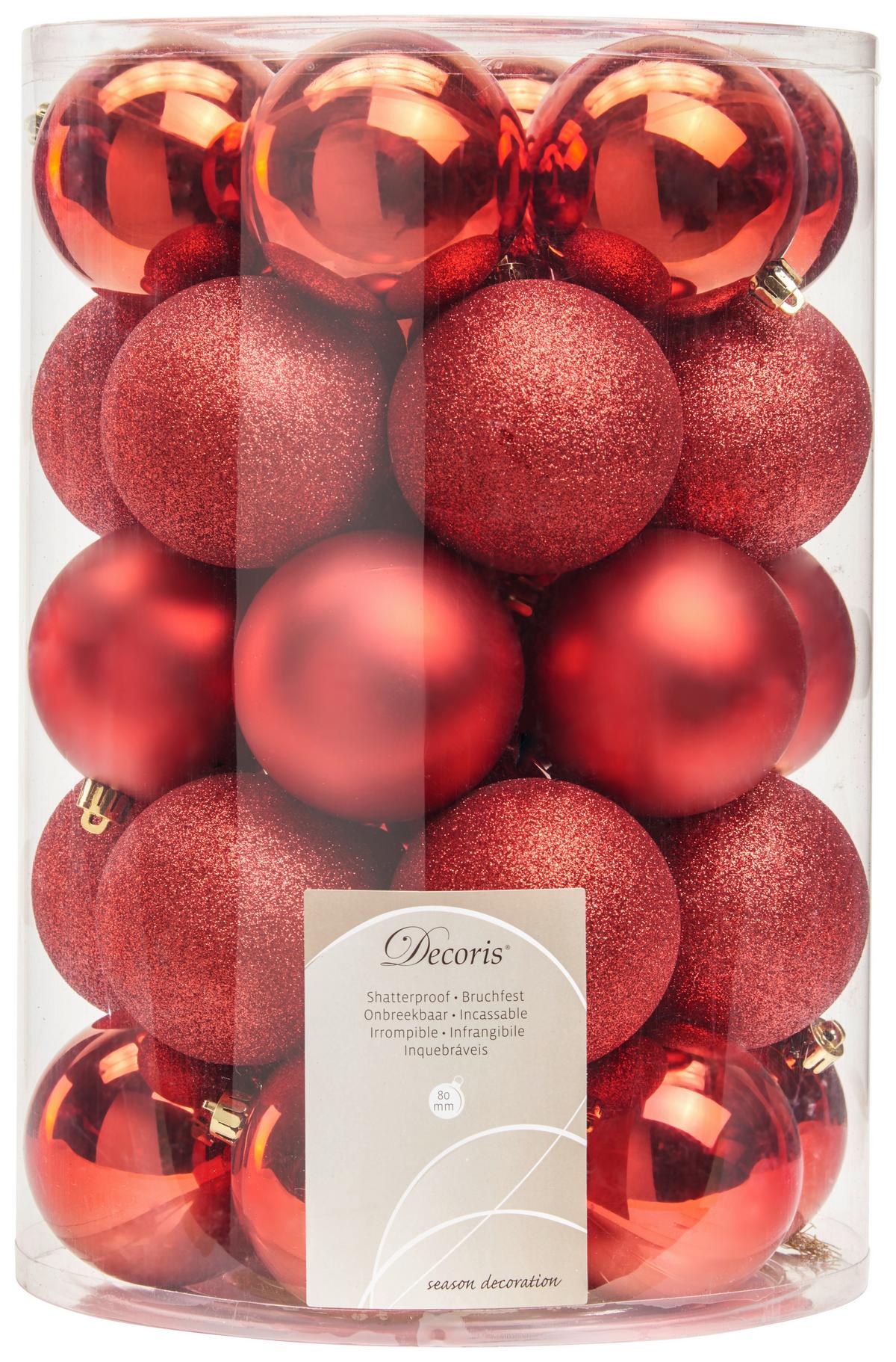 ZESTAW BOMBEK CHOINKOWYCH 023306 - czerwony, Basics, tworzywo sztuczne (8,00cm)