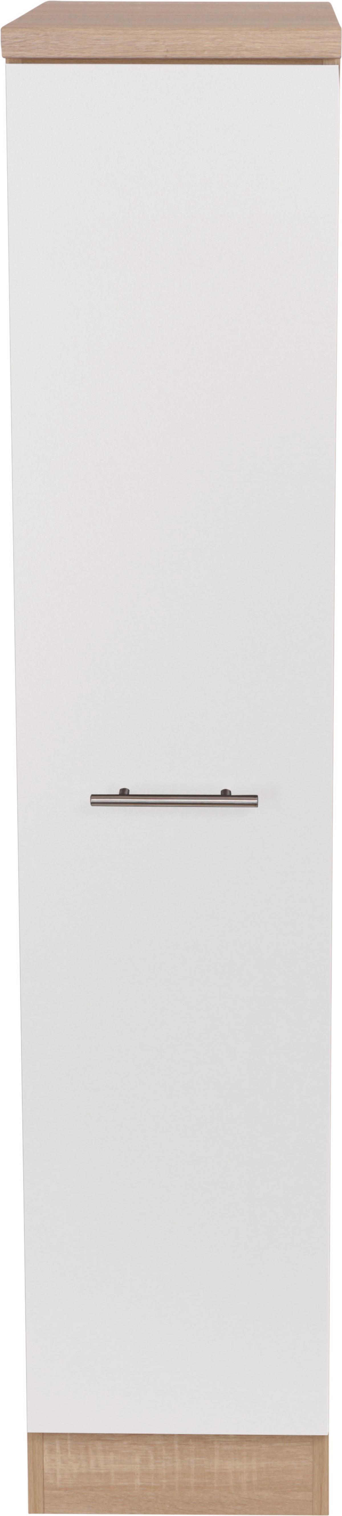 Izvlečna Omara Merle, Barva Hrasta, Bela - srebrne barve/barve hrasta, Basics, kovina/leseni material (30/144,8/60cm) - Respekta