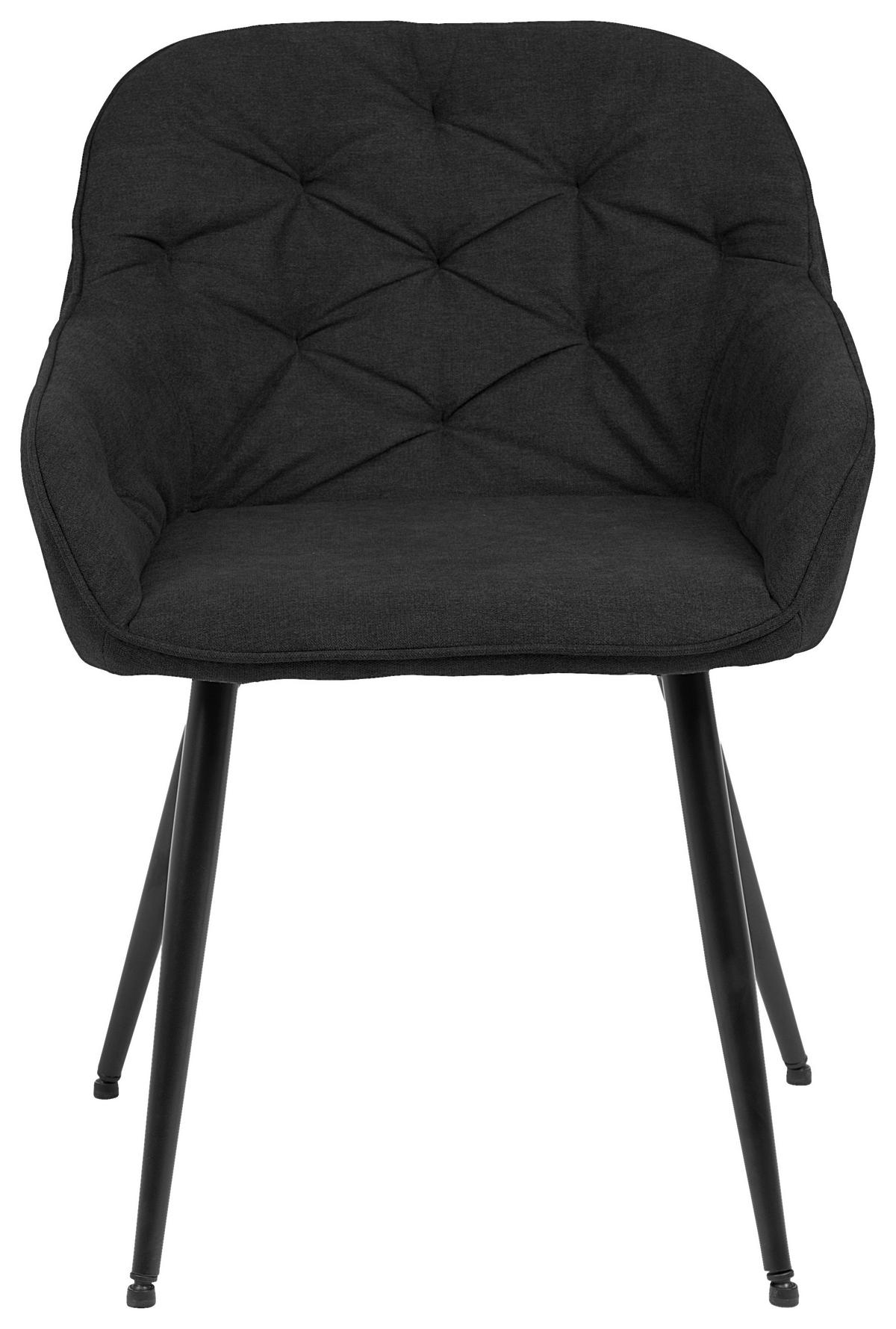 KRZESŁO Z PODŁOKIETNIKAMI ANCONA - antracytowy/czarny, Romantik / Landhaus, metal/tkanina (55/80/61cm) - Livetastic