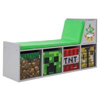 Kindersitzbank Minecraft ca. 119x60x35 cm Grau/Grün - Multicolor/Grau, MODERN, Holzwerkstoff/Textil (119/60/30cm) - Minecraft