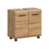 Waschbeckenunterschrank Ice Eiche Artisan - Schwarz/Eiche Artisan, Trend, Holzwerkstoff/Kunststoff (60/58/30cm) - MID.YOU