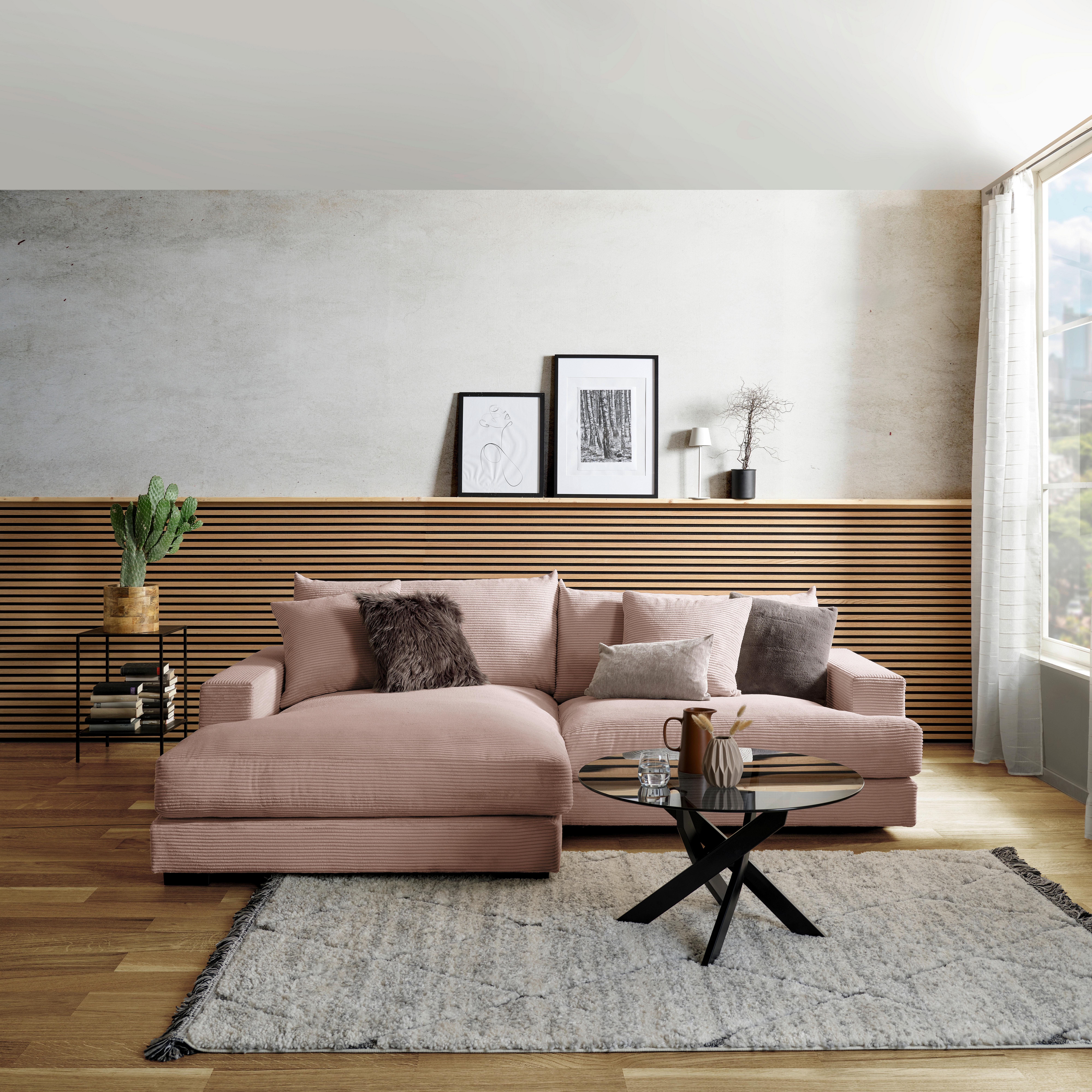 Kutna Garnitura Pelle - ružičasta/crna, Moderno, tekstil (180/265cm) - Modern Living