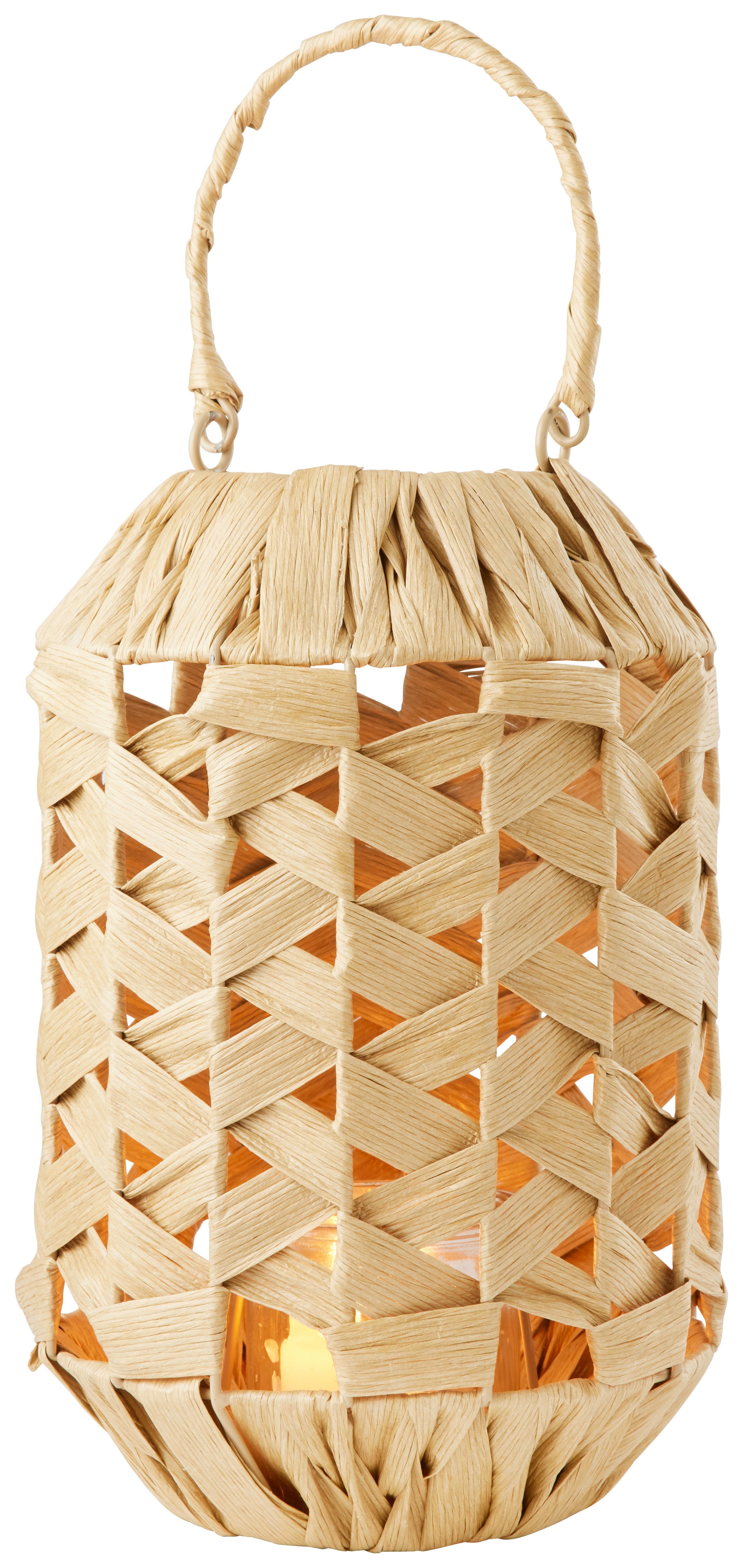 Laterne Papel in Naturfarben - Naturfarben, Natur, Glas/Papier (19/29cm) - Zandiara