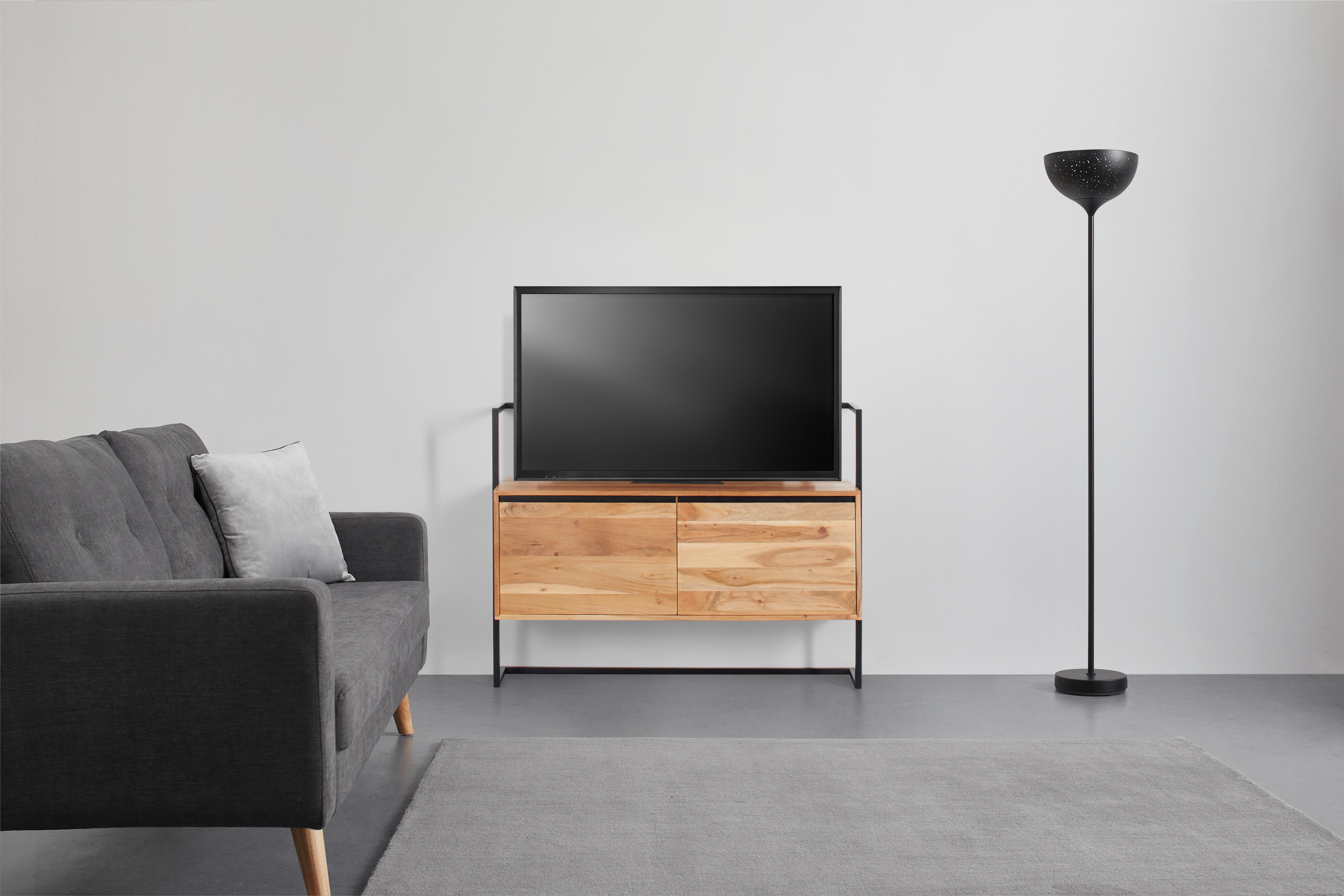 KOMODA NISKA FLY -STUDIO- - kolor akacjowy/czarny, Lifestyle, metal/drewno (118/90/40cm) - Zandiara