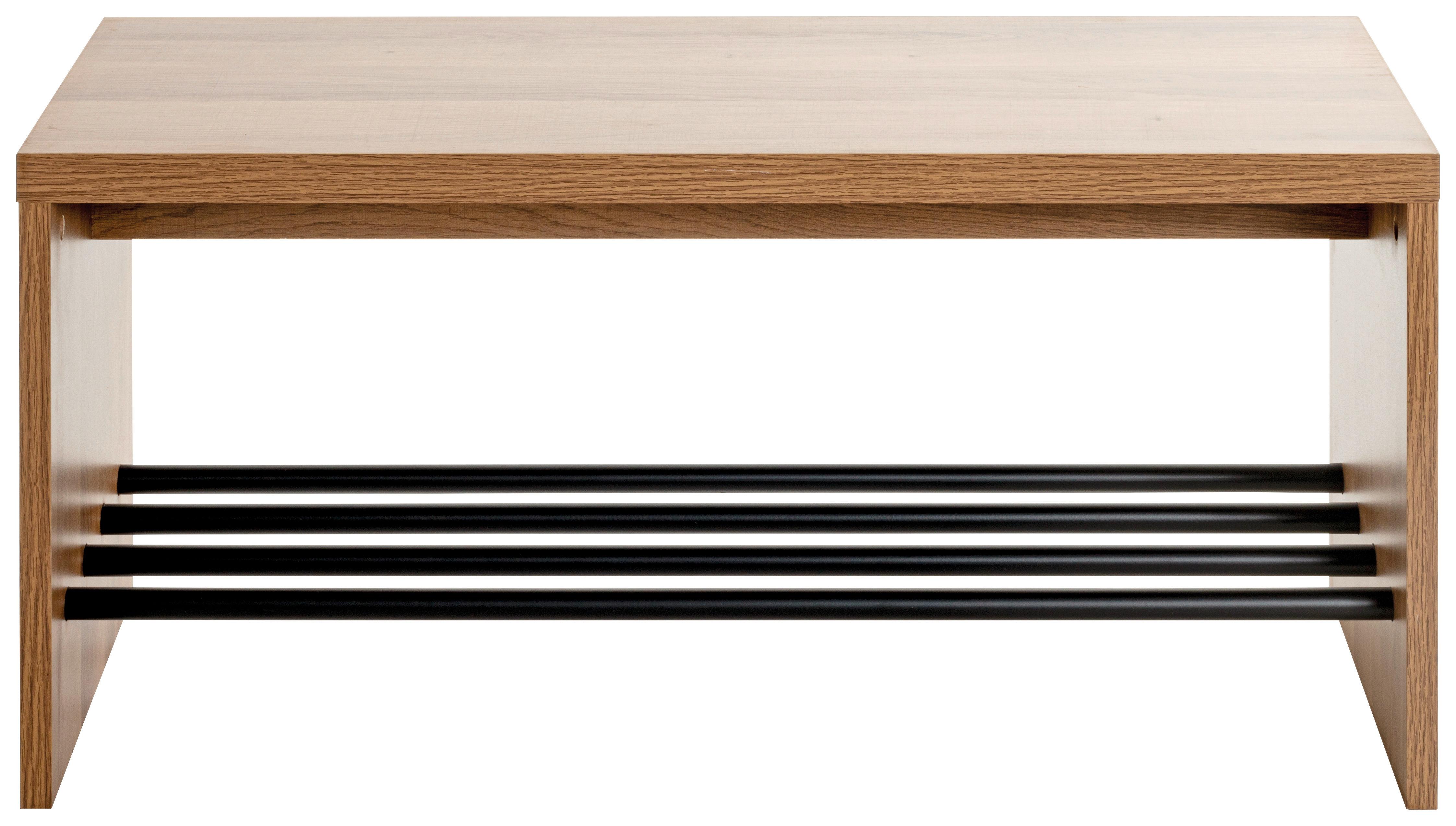 Garderobenbank Parma 10 in Schwarz/Eichefarben - Eichefarben/Schwarz, Modern, Holzwerkstoff/Metall (80/40/30cm) - Mömax