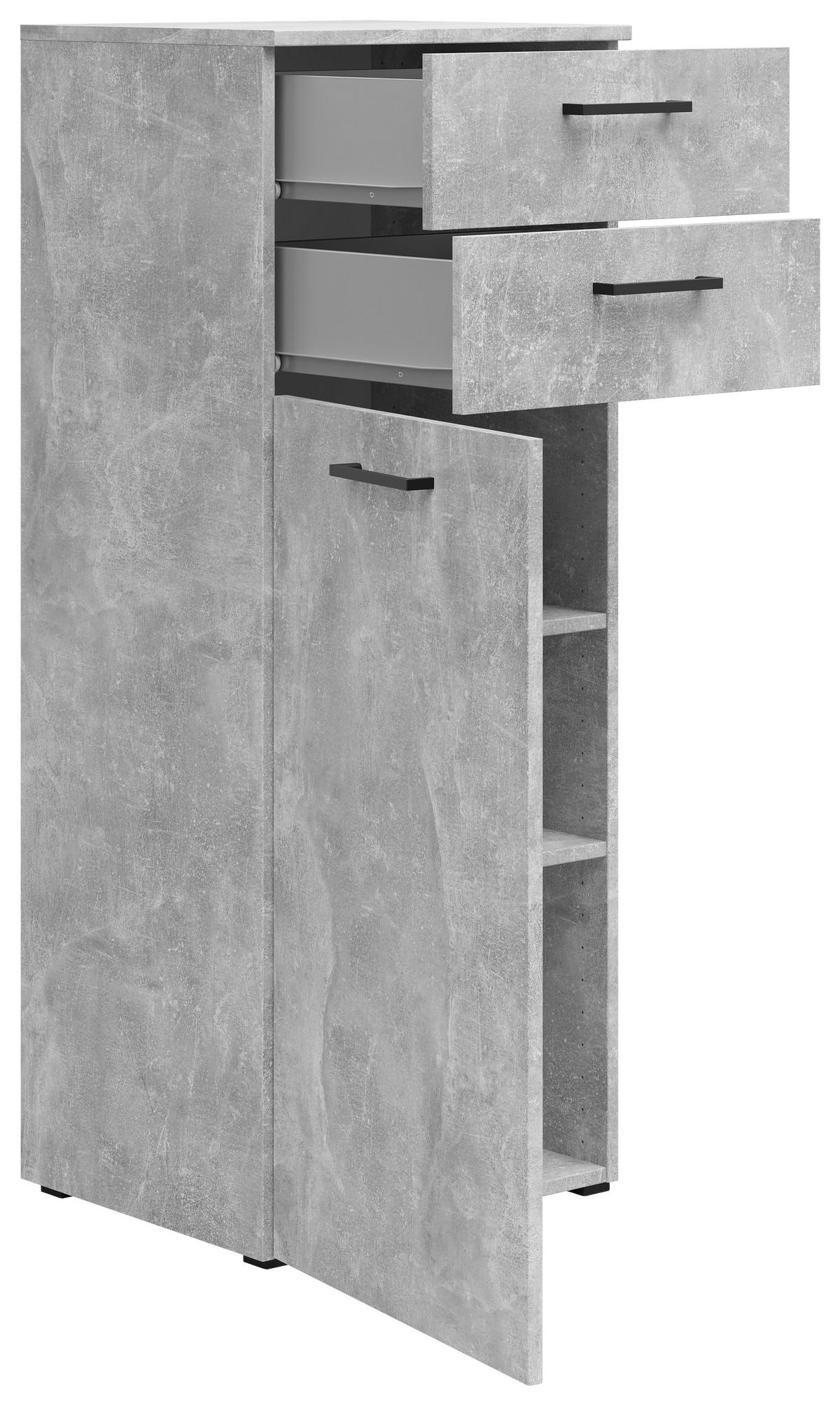 Kommode Multistauraum Betonoptik - Anthrazit/Schwarz, MODERN, Holzwerkstoff/Kunststoff (45/115/40cm) - Mömax