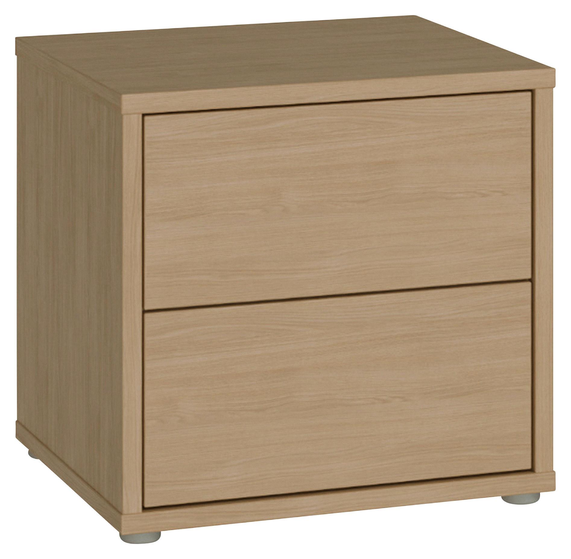 Nočna Omarica Alice, Barva Hrasta - srebrne barve/barve hrasta, Trend, umetna masa/leseni material (50/48/42cm) - Carryhome