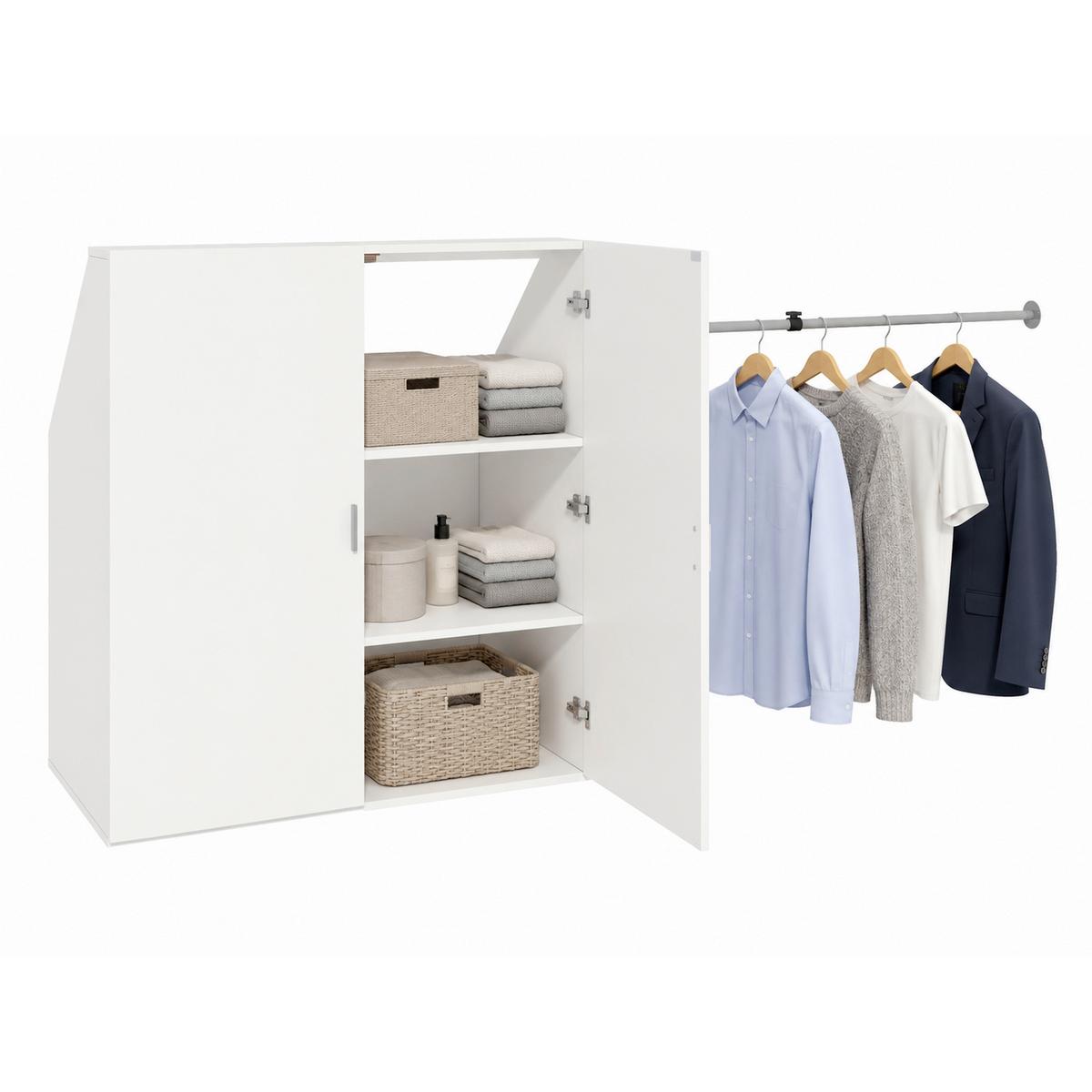 Kombischrank Dacho "l" - Weiss/Silberfarben, Modern, Holzwerkstoff/Metall (90/100/52cm) - Livetastic