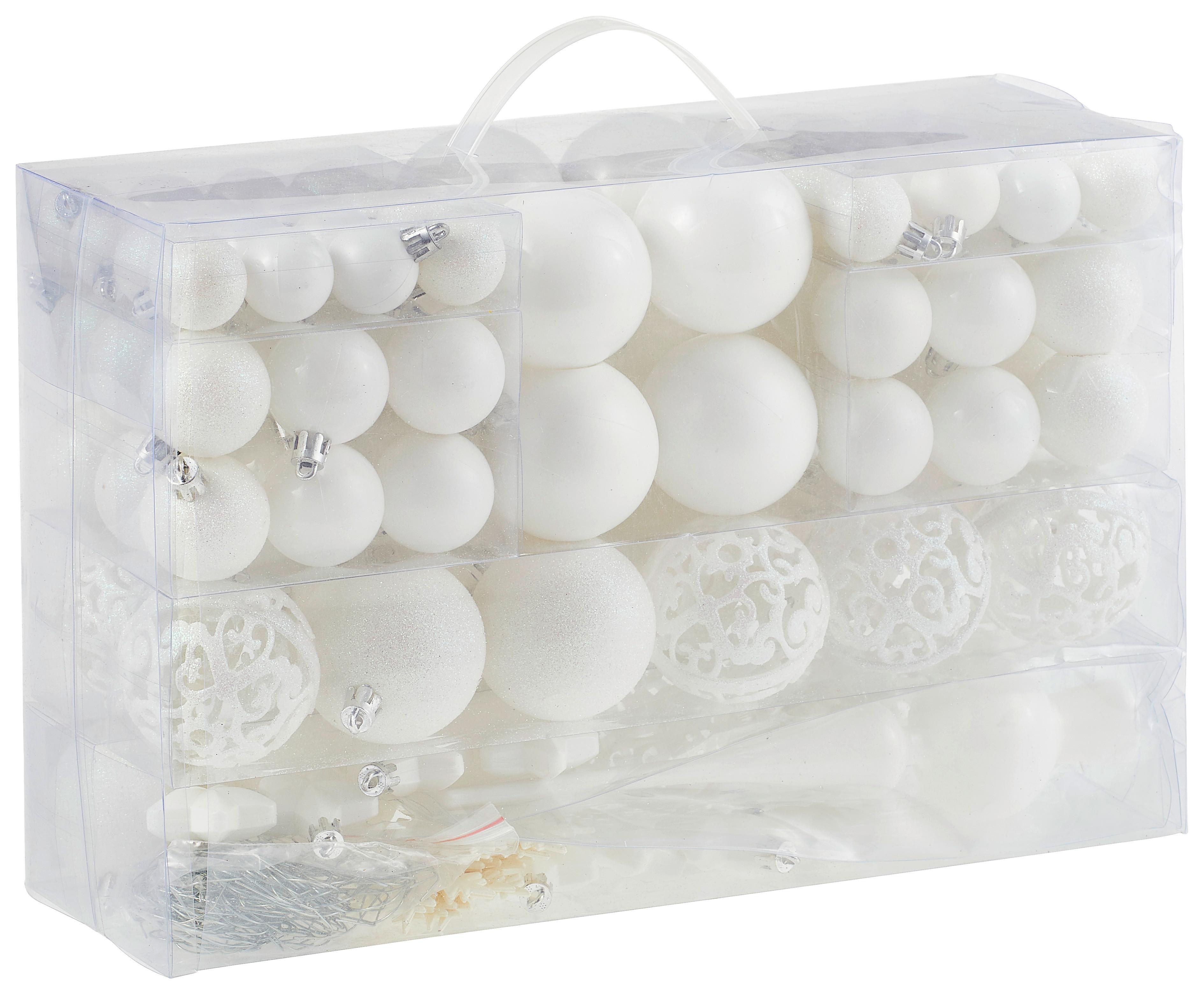 ZESTAW BOMBEK CHOINKOWYCH 10028470 - biały, Trend, tworzywo sztuczne - X-Mas