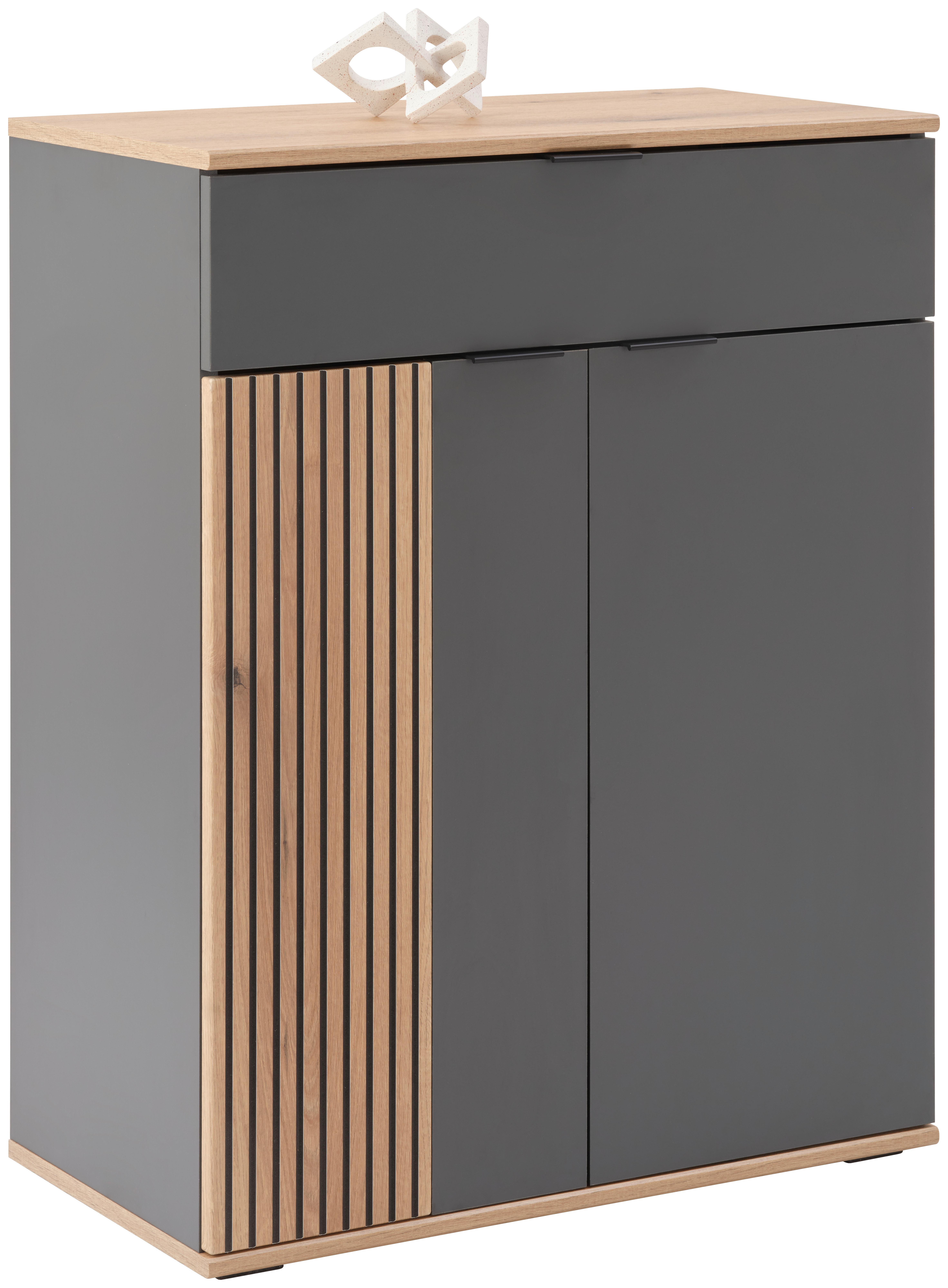 Comodă CLEVER - culoare lemn stejar/antracit, Modern, material pe bază de lemn (70/92/38cm) - Modern Living