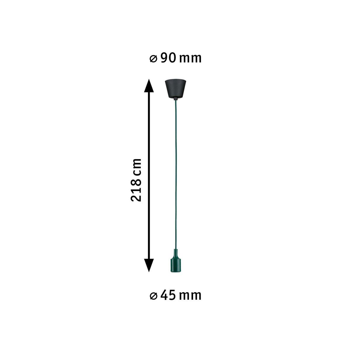 Hängeleuchte Ketil in Grün/Schwarz max. 60 Watt - Schwarz/Grün, Basics, Kunststoff/Textil (9,0/218cm) - Paulmann