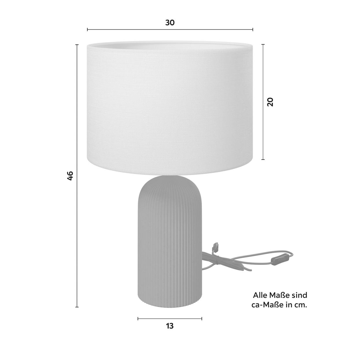 Tischleuchte Lucina Beige/Creme max. 40 Watt - Beige/Messingfarben, MODERN, Keramik/Textil (30/46cm) - Bessagi Home