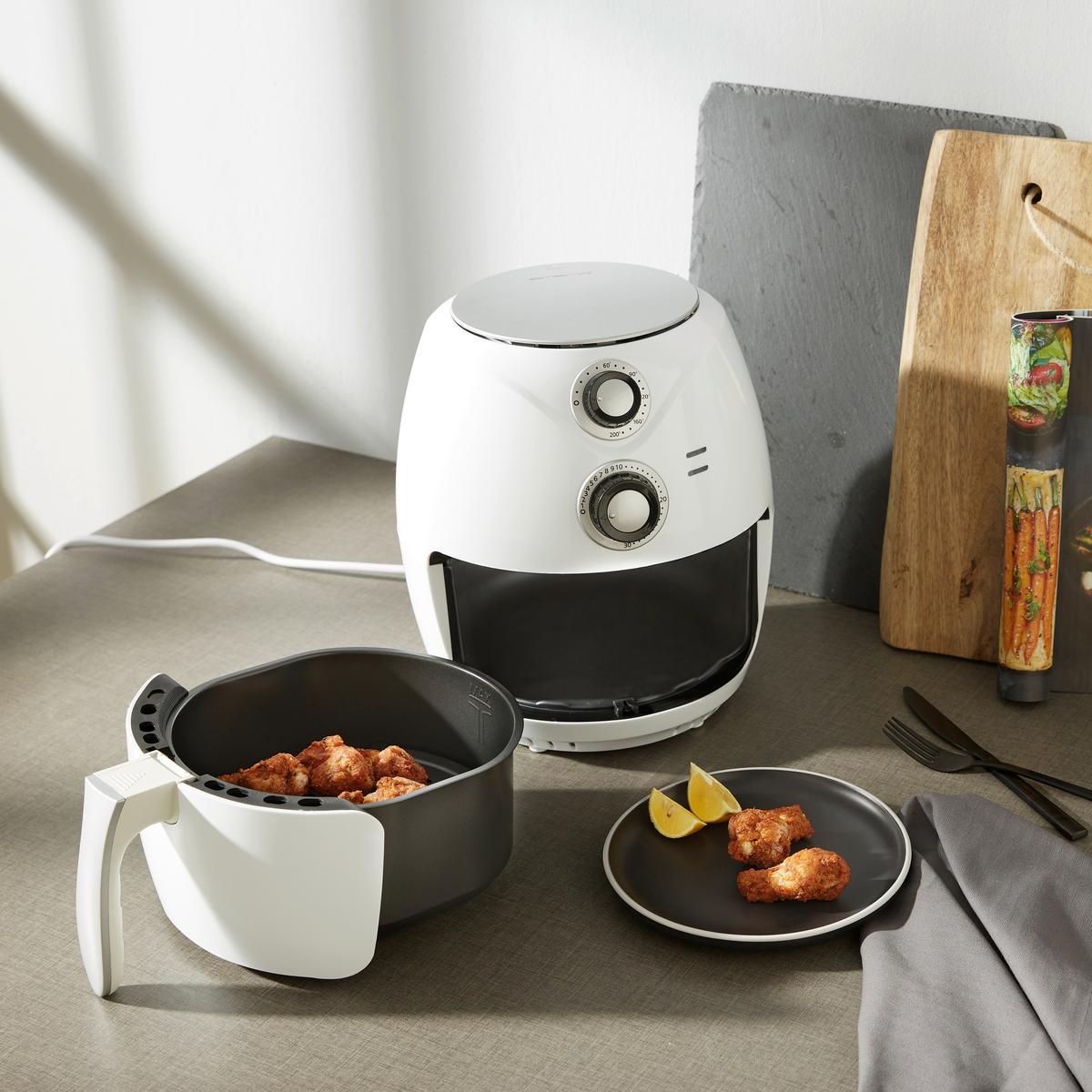 Heißluftfritteuse Dominik ca. 4,5l - Weiß, Kunststoff (34,7/31,9cm) - Based