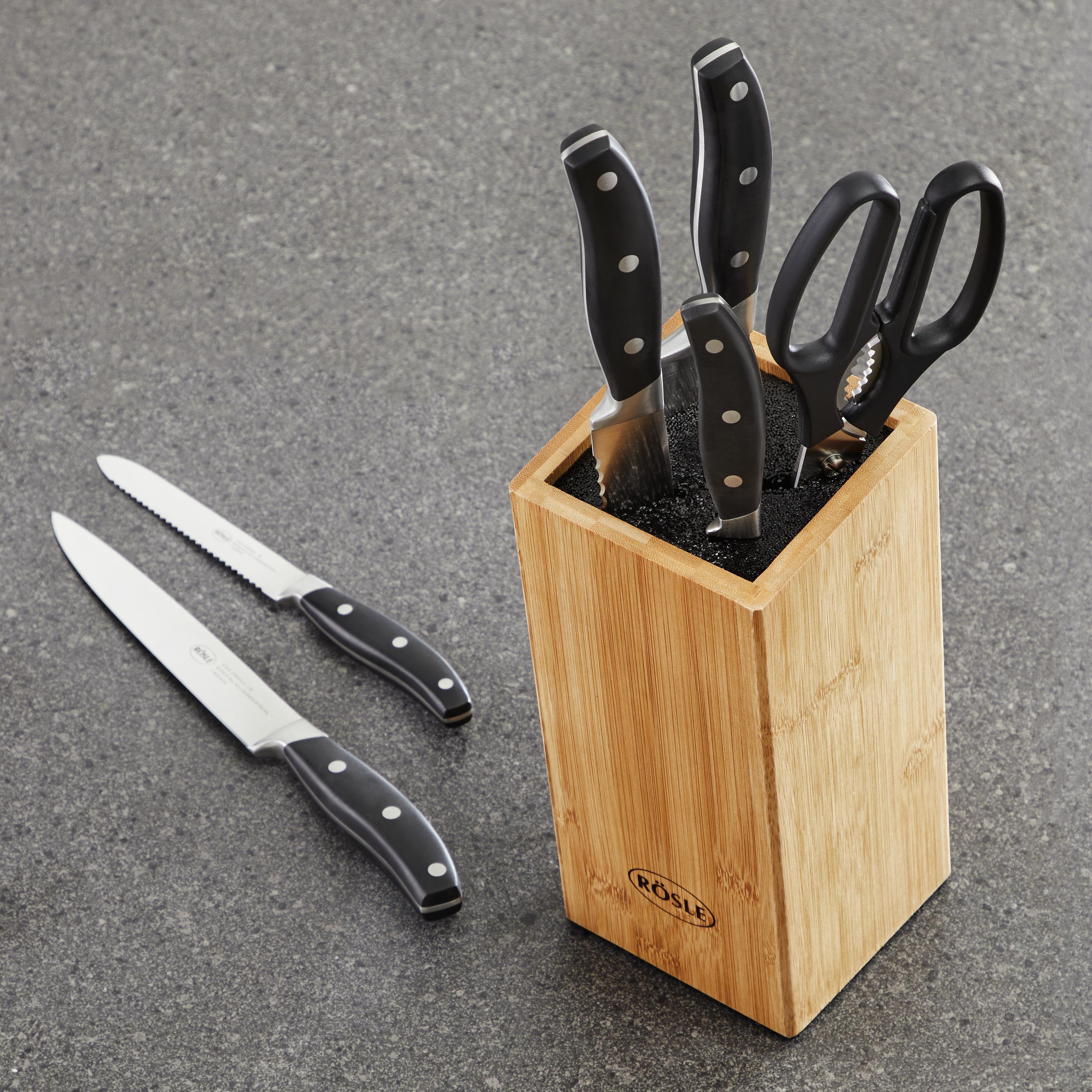 Messerblock Rösle Cuisine 7-teilig - Schwarz/Braun, KONVENTIONELL, Holz (39/20/14cm) - Rösle