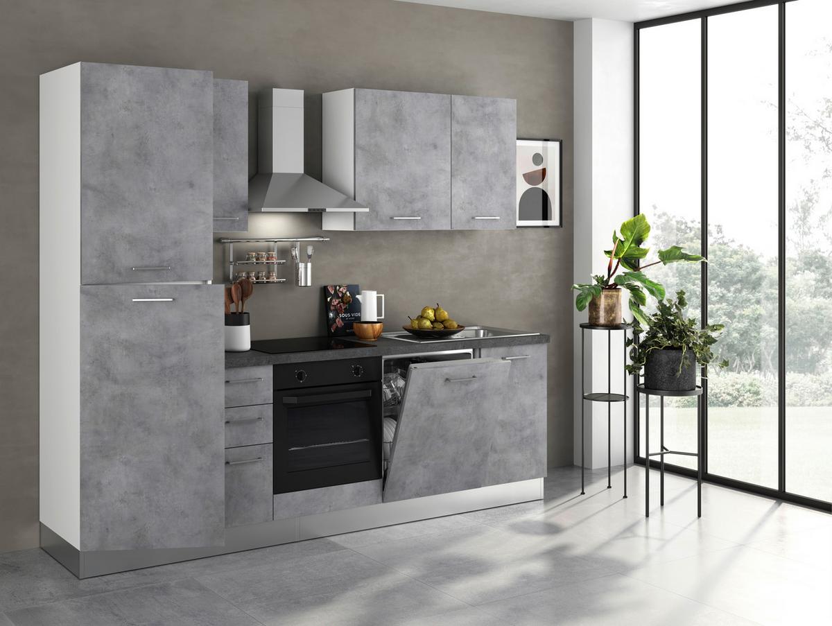 Küchenblock Gardena m. Geräten Hellgrau - Dunkelgrau/Hellgrau, MODERN, Holzwerkstoff/Kunststoff (255cm) - MID.YOU
