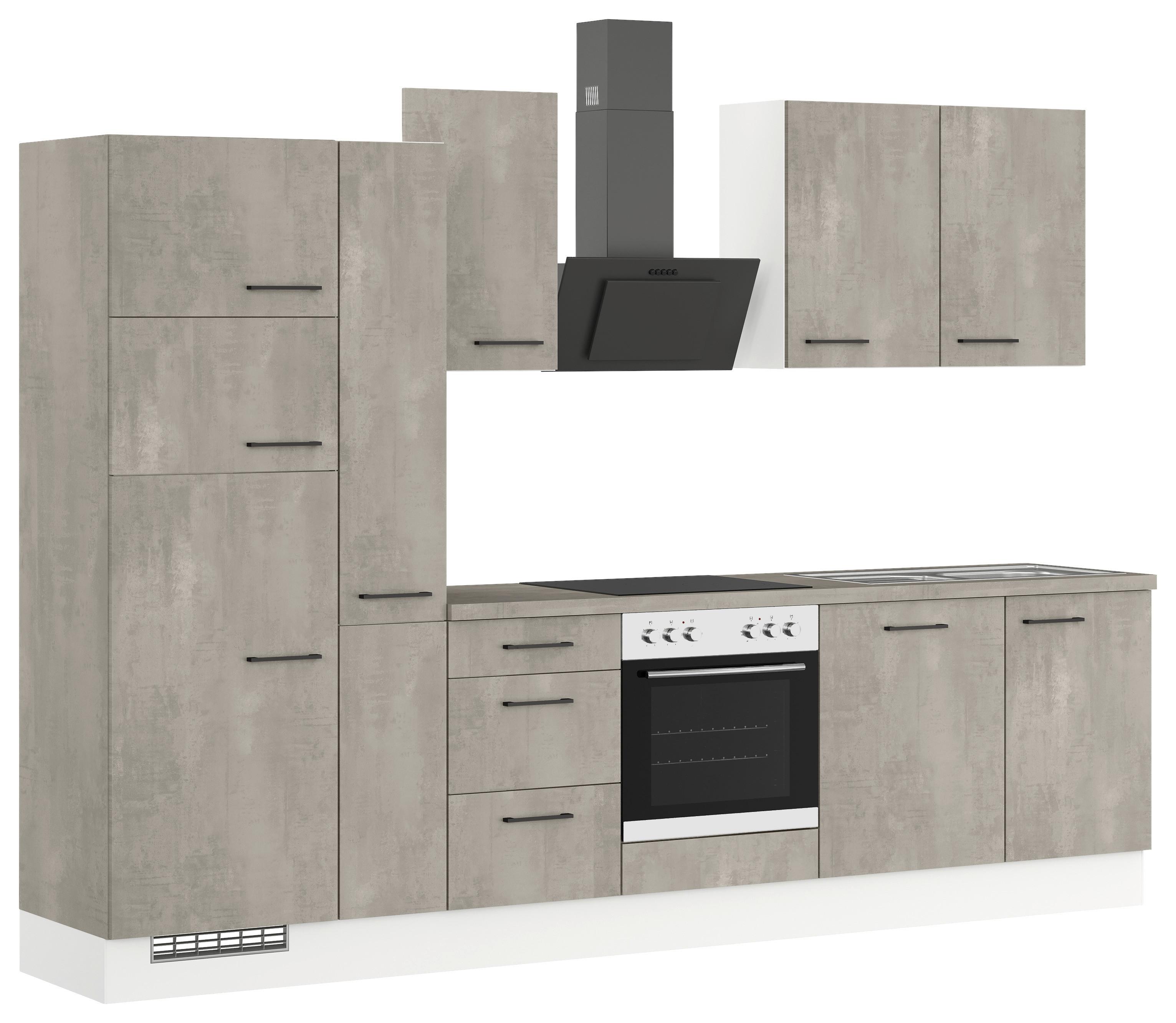 Küchenblock IBZ ohne Geräte ca. 310 cm Grau - Schwarz/Weiß, Design, Holzwerkstoff/Metall (310cm) - Impuls