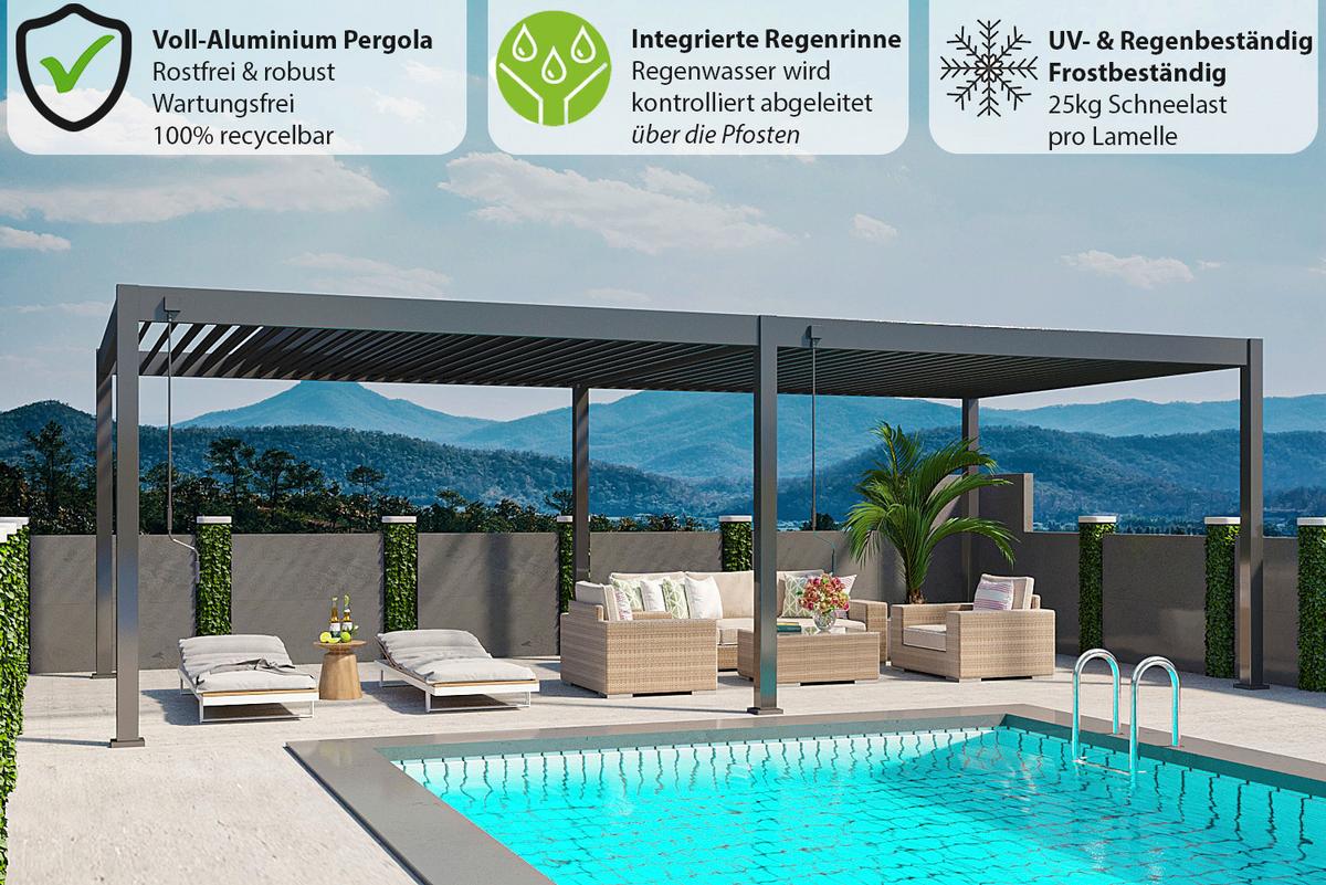PERGOLA DELUXE PLUS 4X8M ANTHRAZIT - Anthrazit, Basics, Metall (800/255/400cm) - Gardenson