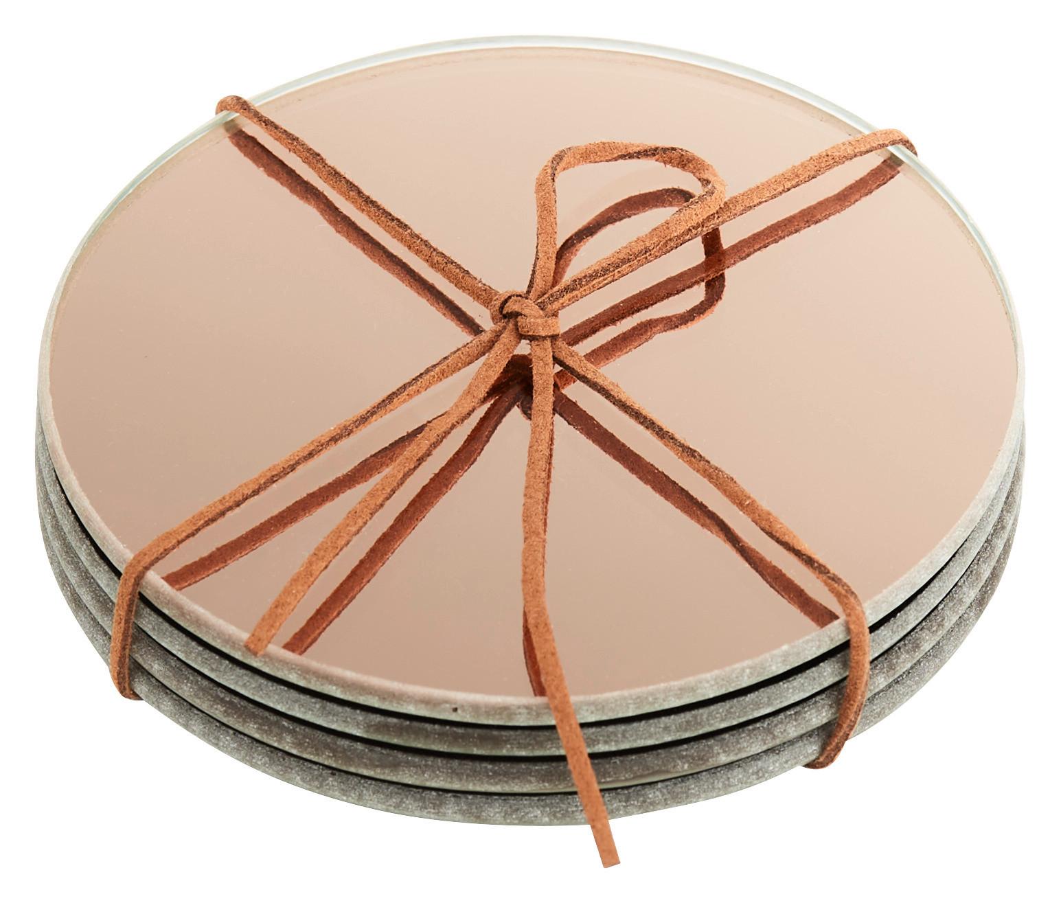 Untersetzer Mirror - Silberfarben/Roségold, Glas (10.5cm) - Trendline