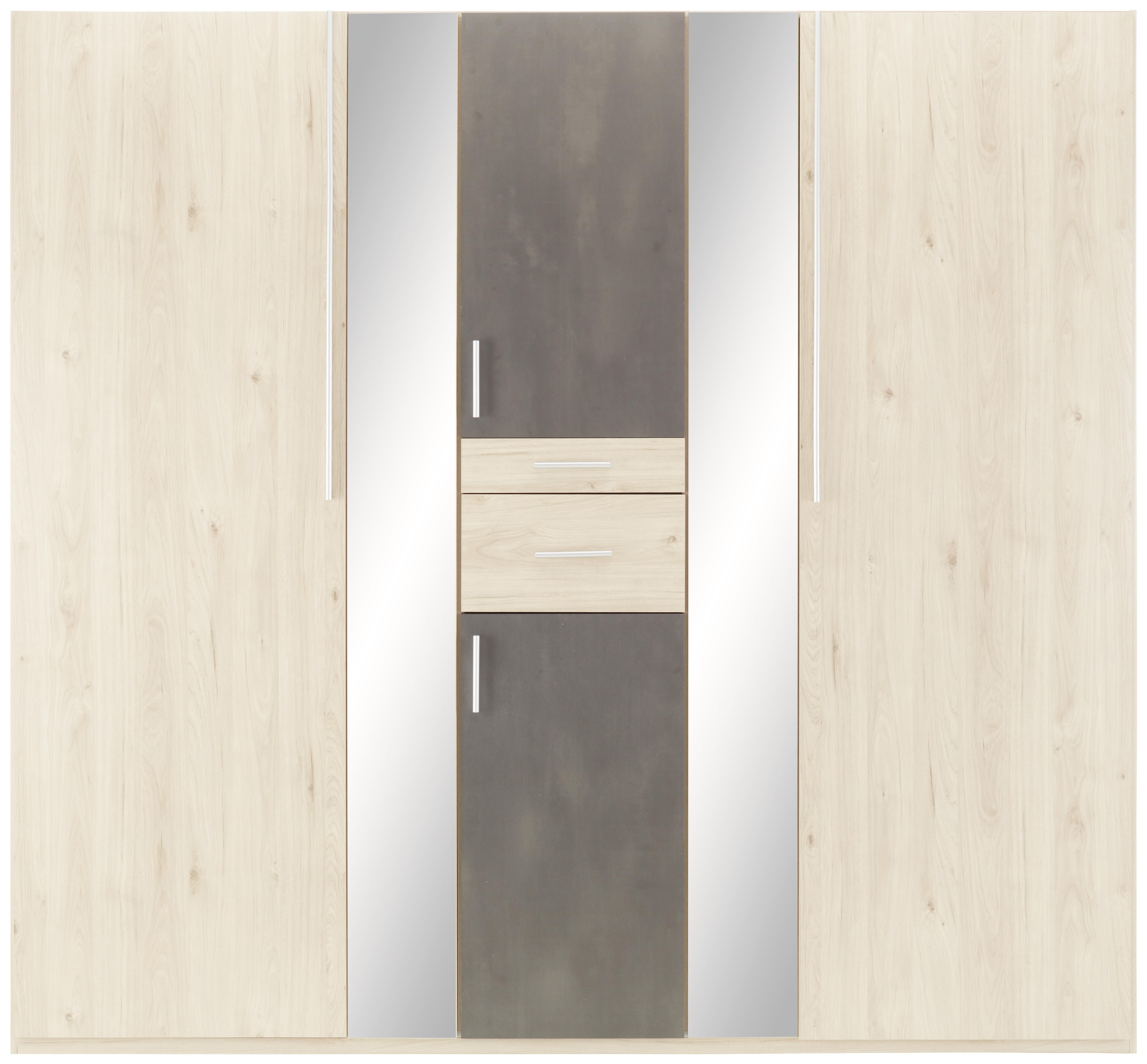 Drehtürenschrank in Eichefarben - Eichefarben/Alufarben, KONVENTIONELL, Holzwerkstoff/Kunststoff (225/208/58cm) - Modern Living