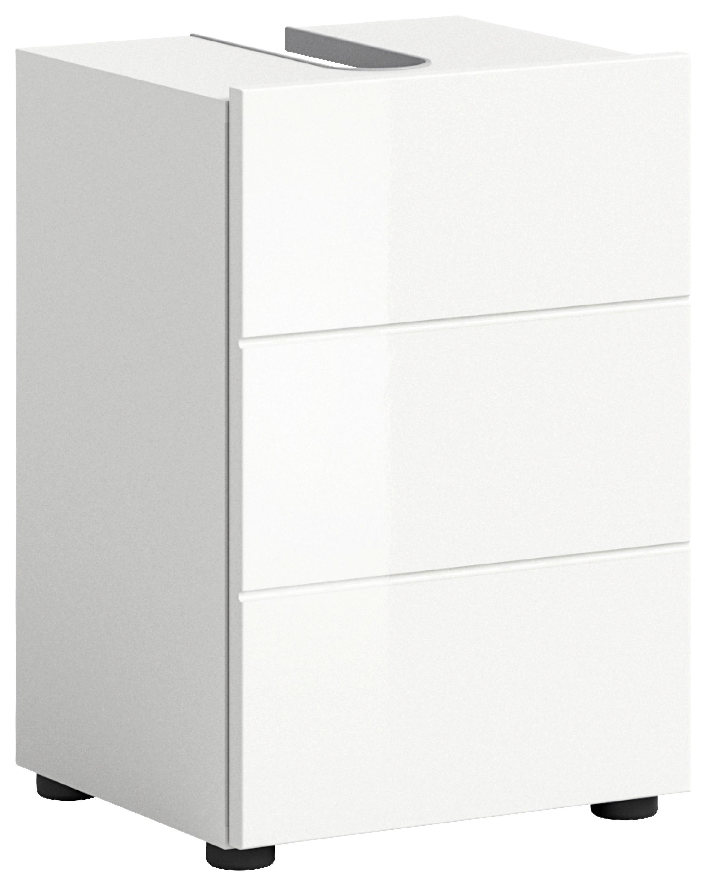 Waschbeckenunterschrank Vira ca. 38x56 cm Weiß - Weiß Hochglanz/Weiß, MODERN, Holzwerkstoff (38/56/34cm) - MID.YOU