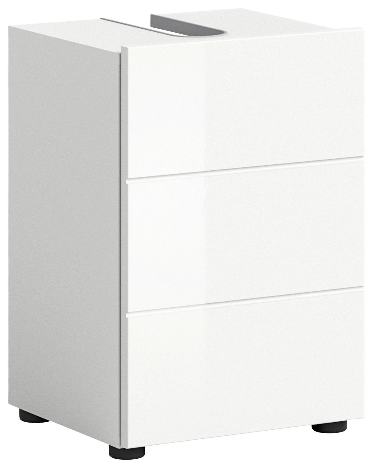 Waschbeckenunterschrank Vira ca. 38x56 cm Weiß - Weiß Hochglanz/Weiß, MODERN, Holzwerkstoff (38/56/34cm) - MID.YOU