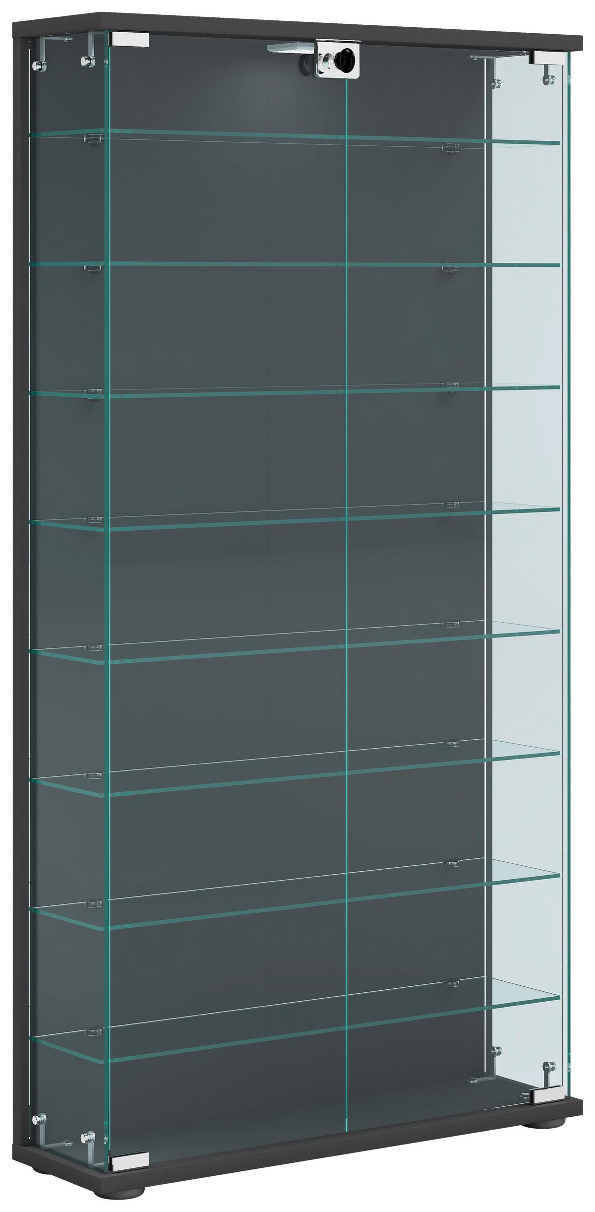 VITRINE STELAS L - Transparent/Anthrazit, Design, Glas/Holzwerkstoff (59/114/17cm) - MID.YOU