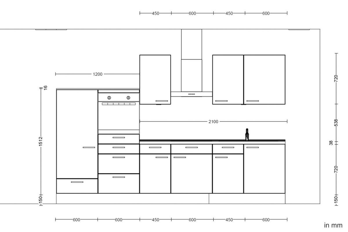 Küchenleerblock Structura Low o. Geräte Eiche - Schieferfarben/Eichefarben, MODERN, Holzwerkstoff/Metall (330cm) - Nobilia