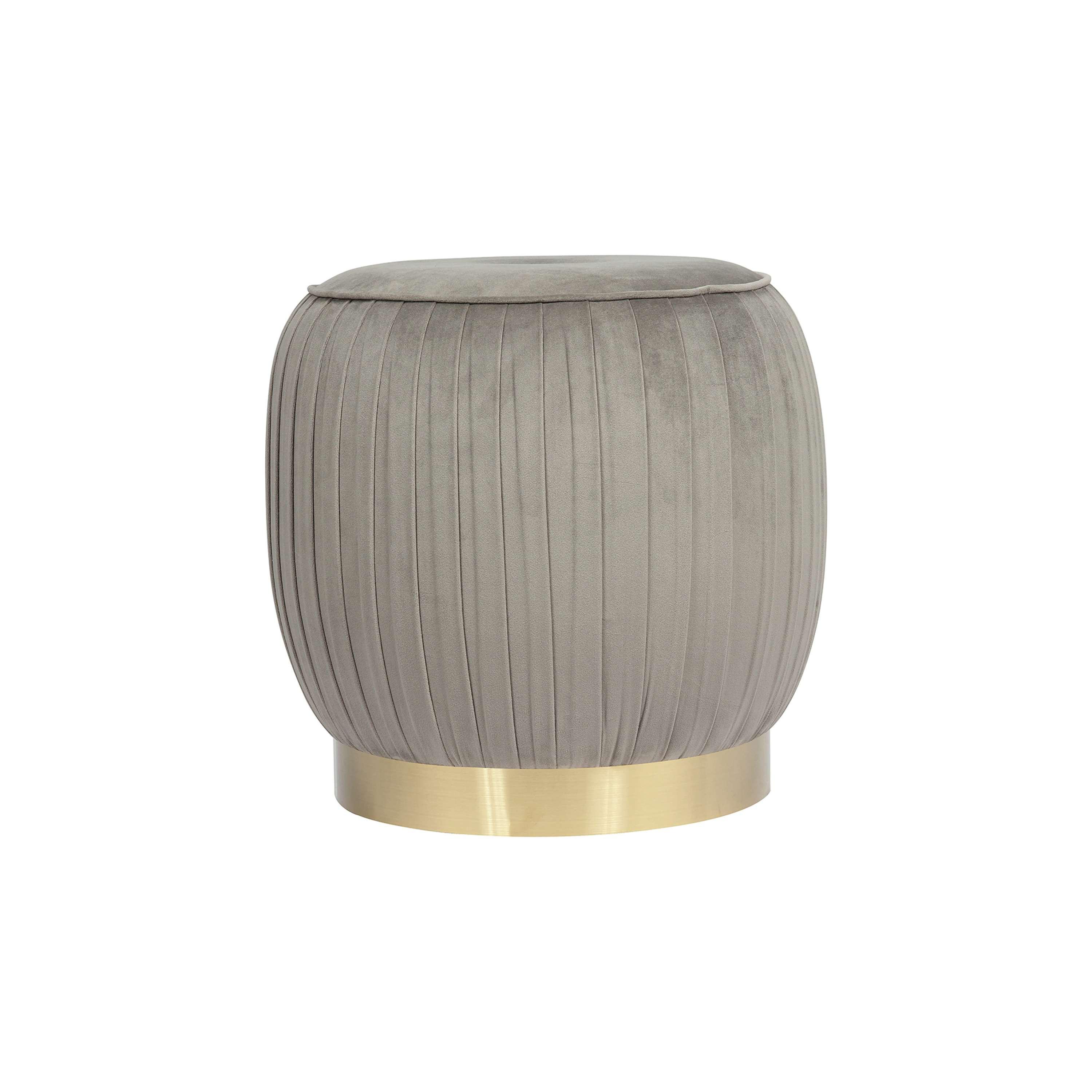 HOCKER LILJE 100 - Goldfarben/Grau, Design, Textil/Metall (43/42cm) - Kayoom