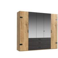 DULAP USI ROTATIVE DETROIT - culoare lemn stejar/grafit, Basics, material pe bază de lemn (250/216/58cm) - Modern Living