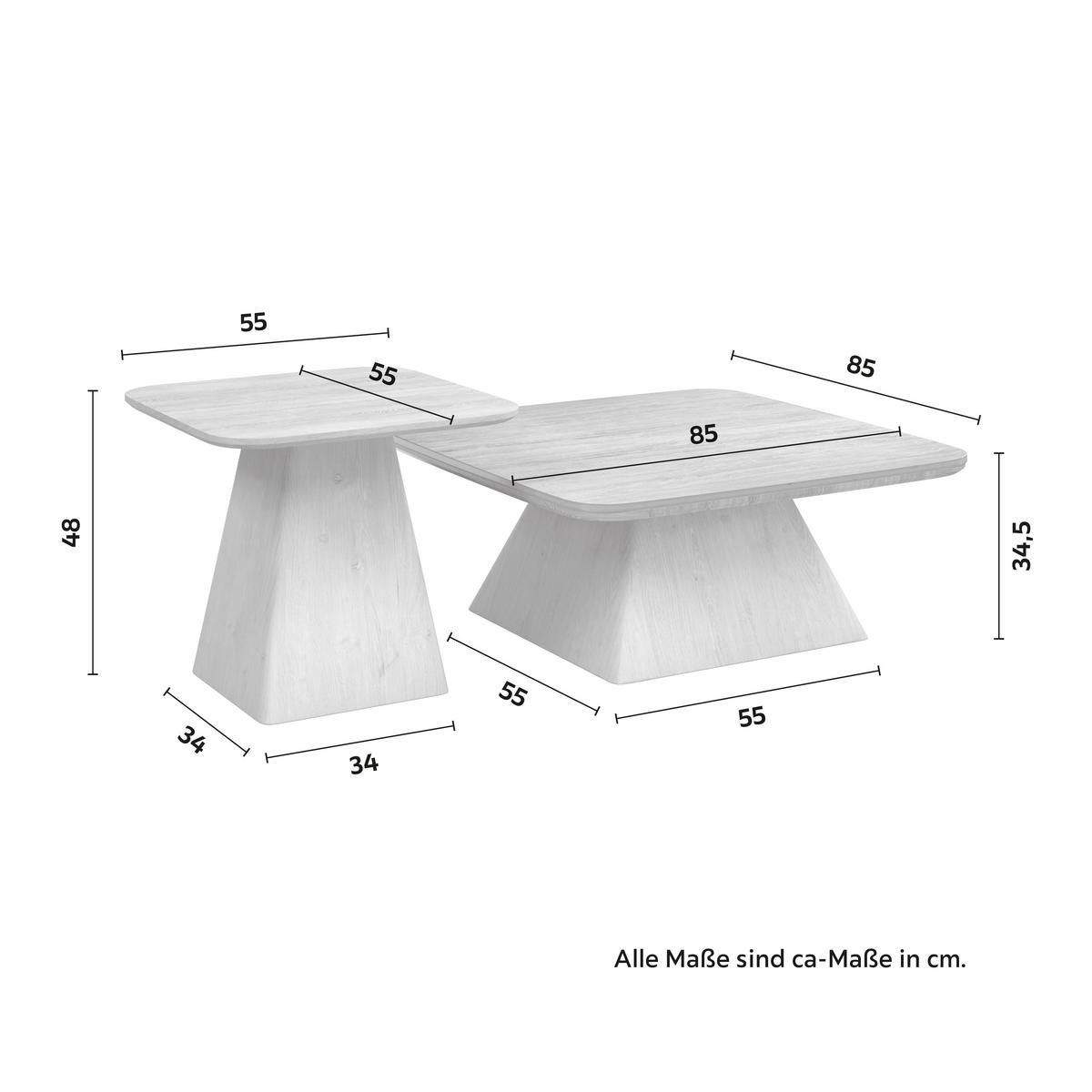 Couchtisch Thiago Creme 2-er Set MDF/Stein - Creme, MODERN, Holzwerkstoff/Stein - Bessagi Home