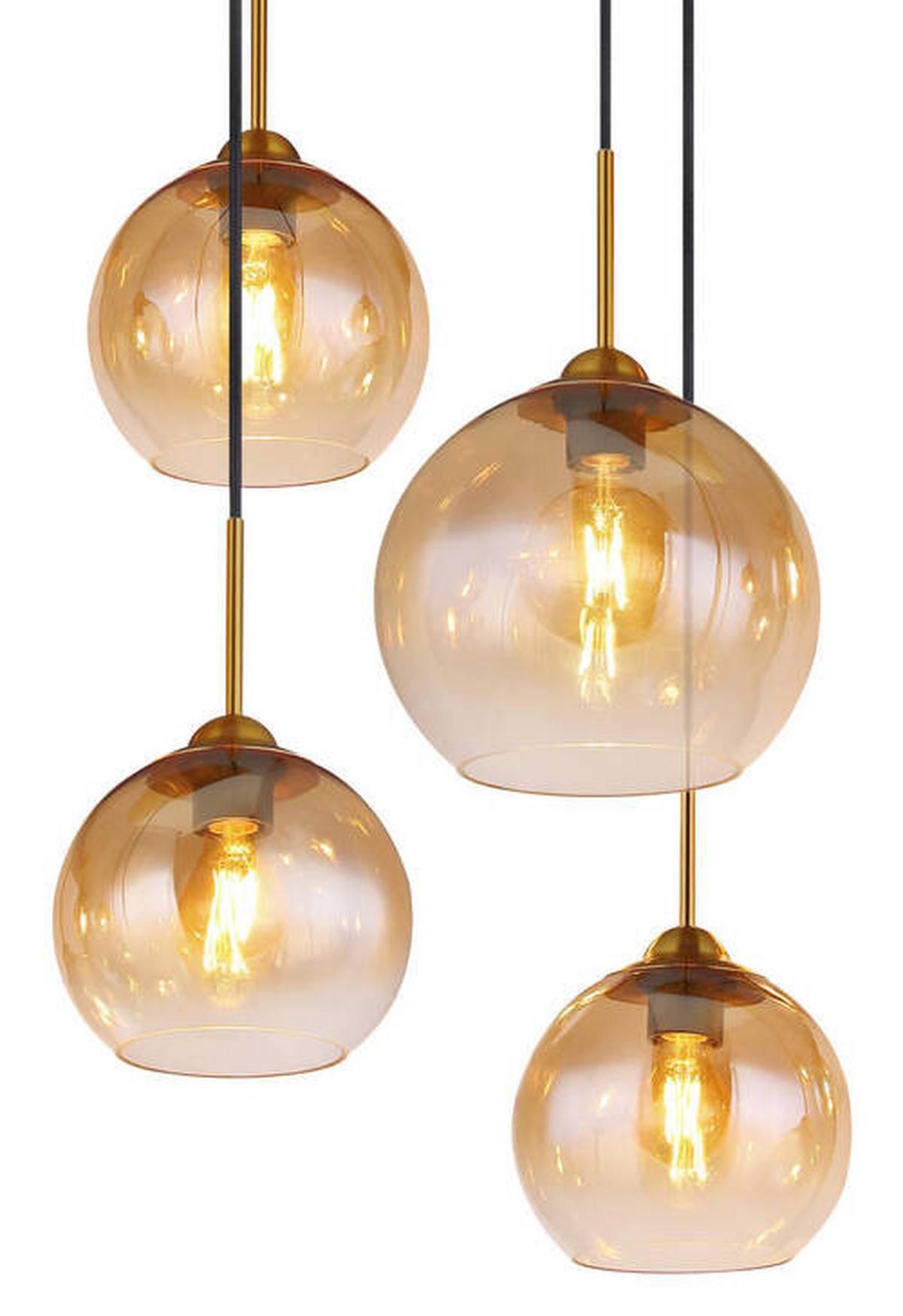 Hängeleuchte Jamessa Messingfarben max. 60 Watt - Klar/Messingfarben, Design, Glas/Metall (106/46/150cm) - Globo